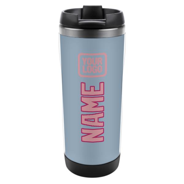 Maßgeschneidertes Hellblau Rosa Edelstahlbecher