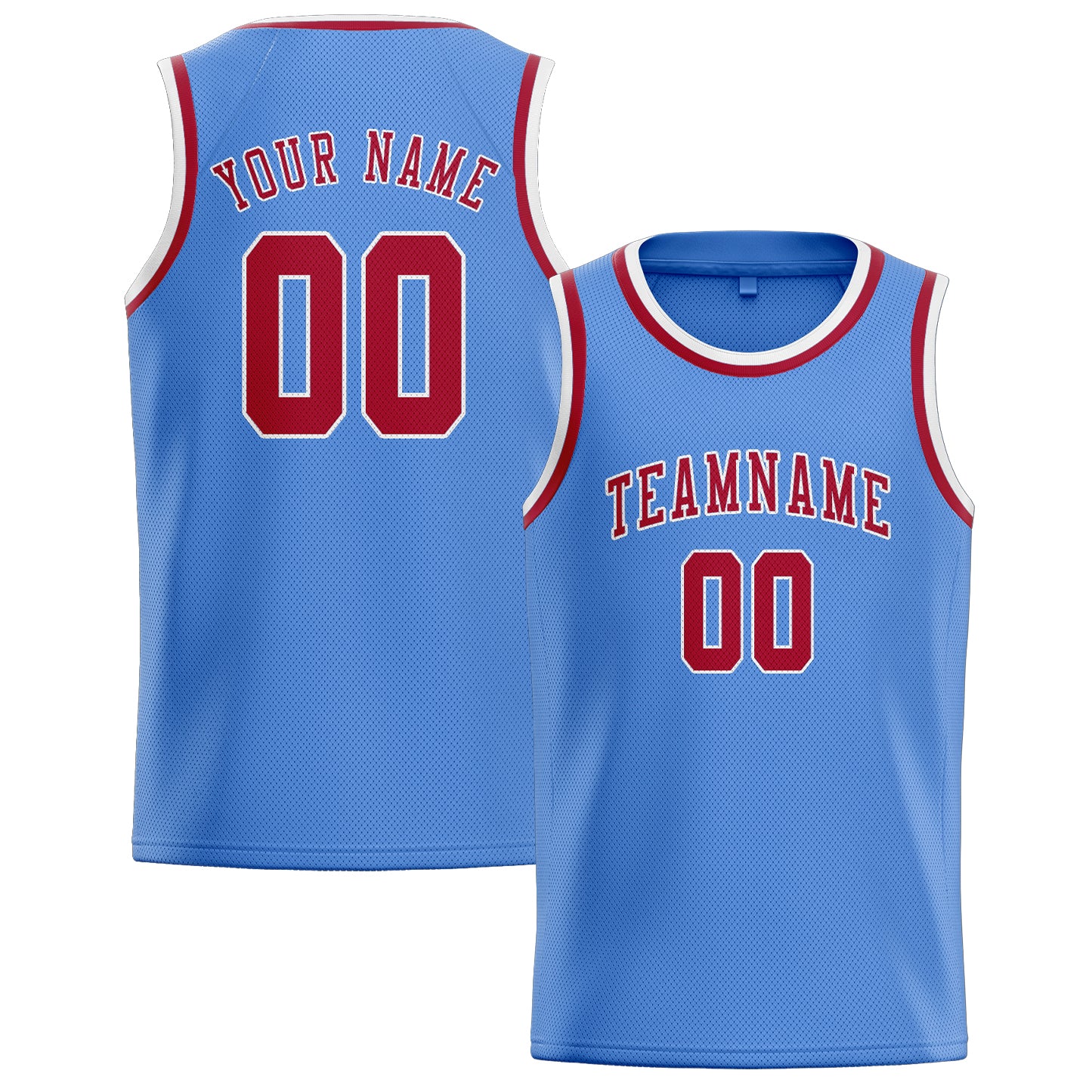 Benutzerdefiniertes Professionelles Hellblau Rot Basketballtrikot