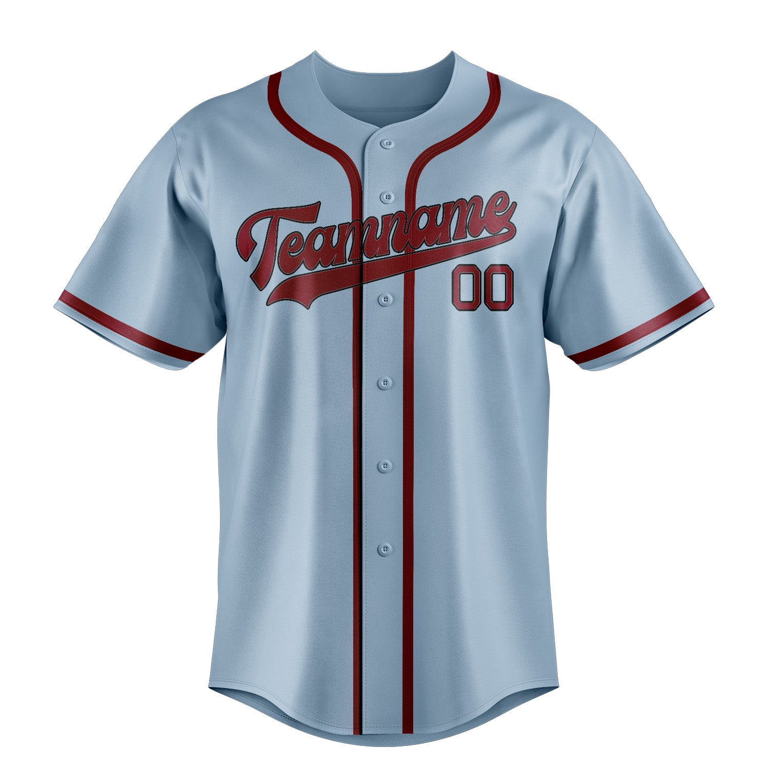 Benutzerdefiniertes Professionelles Hellblau Karmesinrot Baseballtrikot