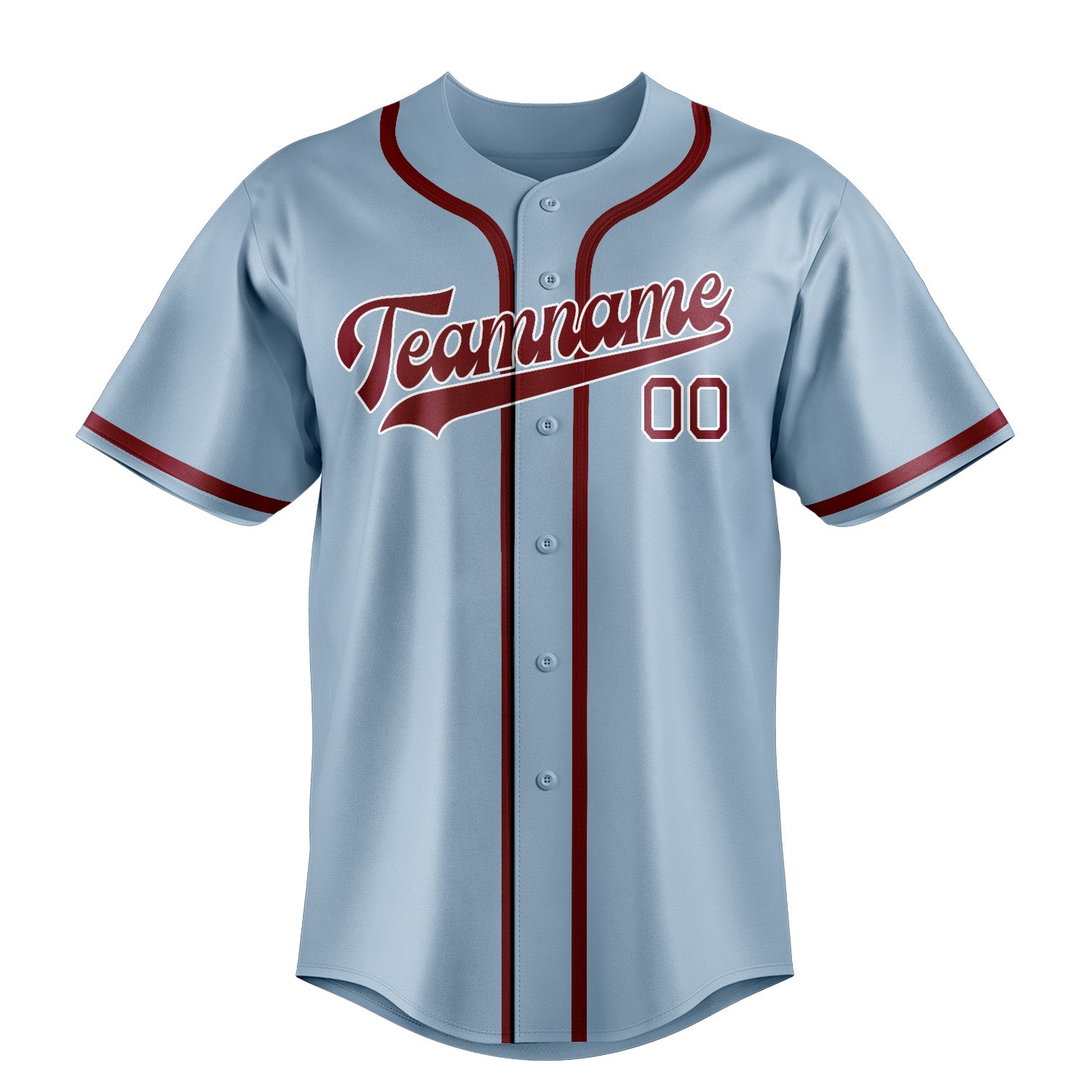 Benutzerdefiniertes Professionelles Hellblau Karmesinrot Baseballtrikot