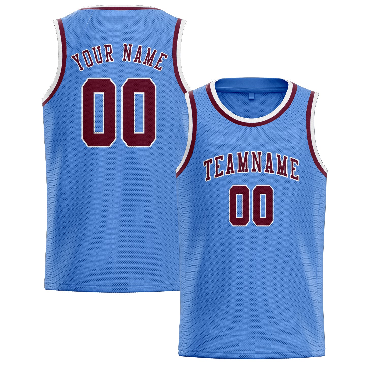 Benutzerdefiniertes Professionelles Hellblau Karmesinrot Basketballtrikot