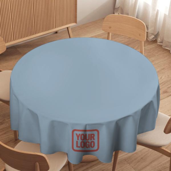 Maßgeschneidertes Hellblau Kupferrose Runde Tischdecke