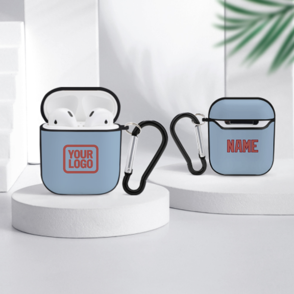 Maßgeschneidertes Hellblau Kupferrose AirPods-Hülle