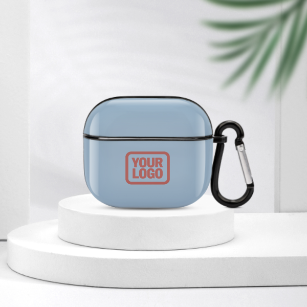 Maßgeschneidertes Hellblau Kupferrose AirPods-Hülle (3. Generation)