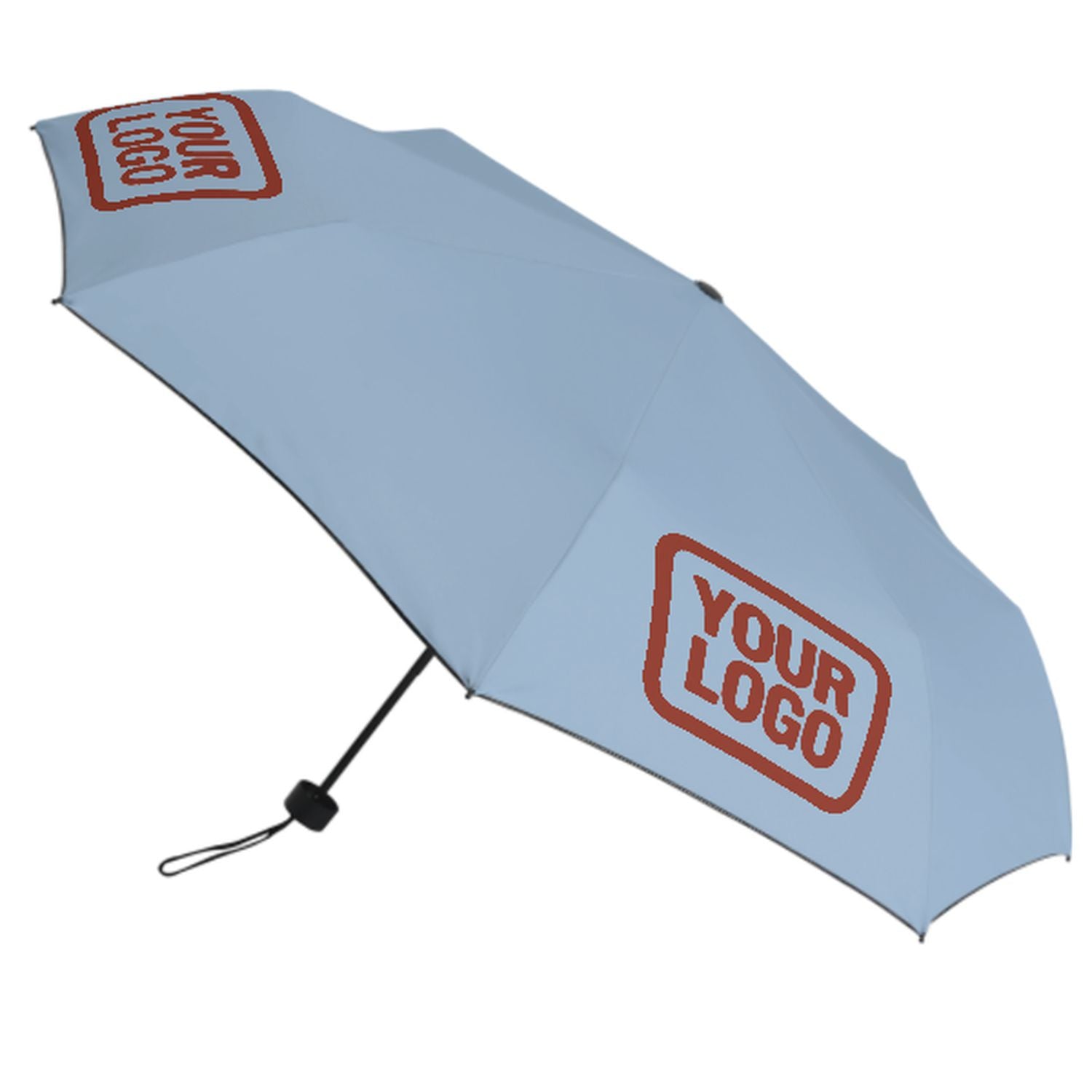 Maßgeschneidertes Hellblau Korallenrot Automatik-Regenschirm