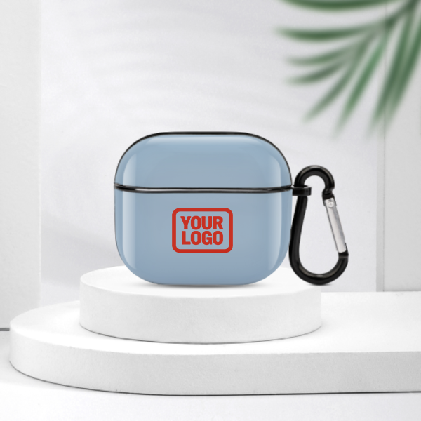 Maßgeschneidertes Hellblau Orangerot AirPods-Hülle (3. Generation)