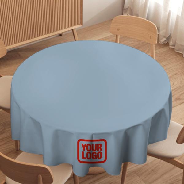 Maßgeschneidertes Hellblau Orangerot Runde Tischdecke