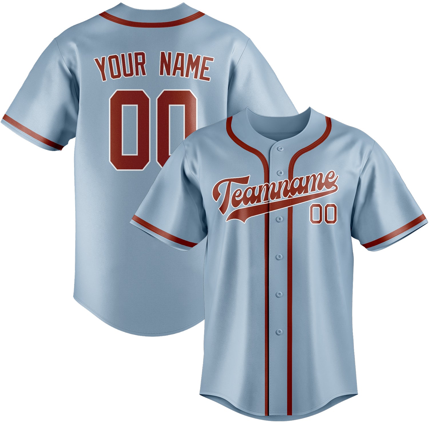 Benutzerdefiniertes Professionelles Hellblau Korallenrot Baseballtrikot