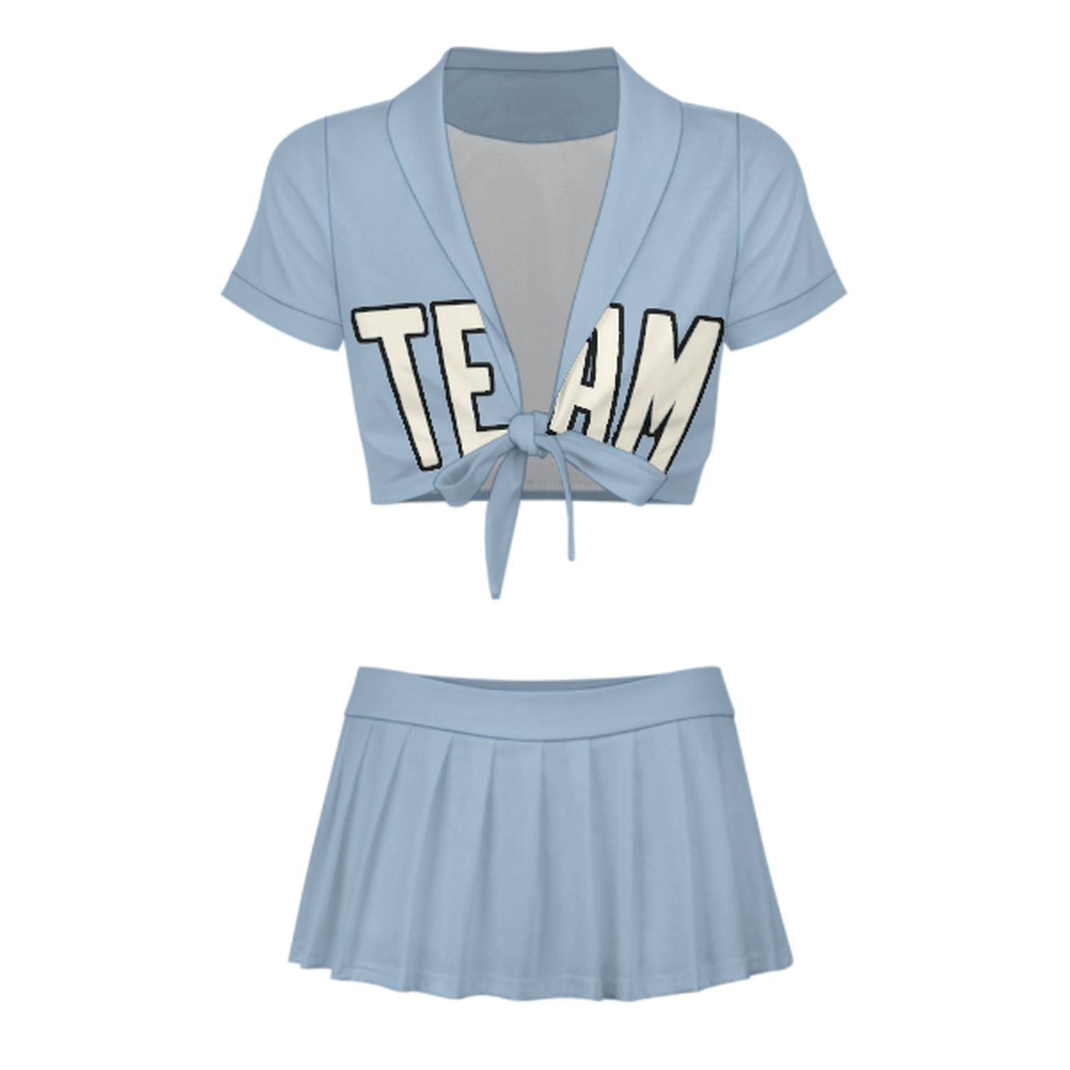 Maßgeschneidertes Hellblau Beige Cheerleader Outfit Set