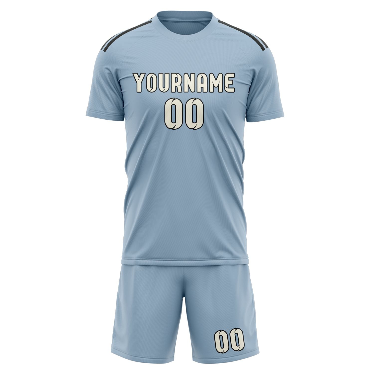 Set di maglie da football professionali blu chiaro e beige su misura
