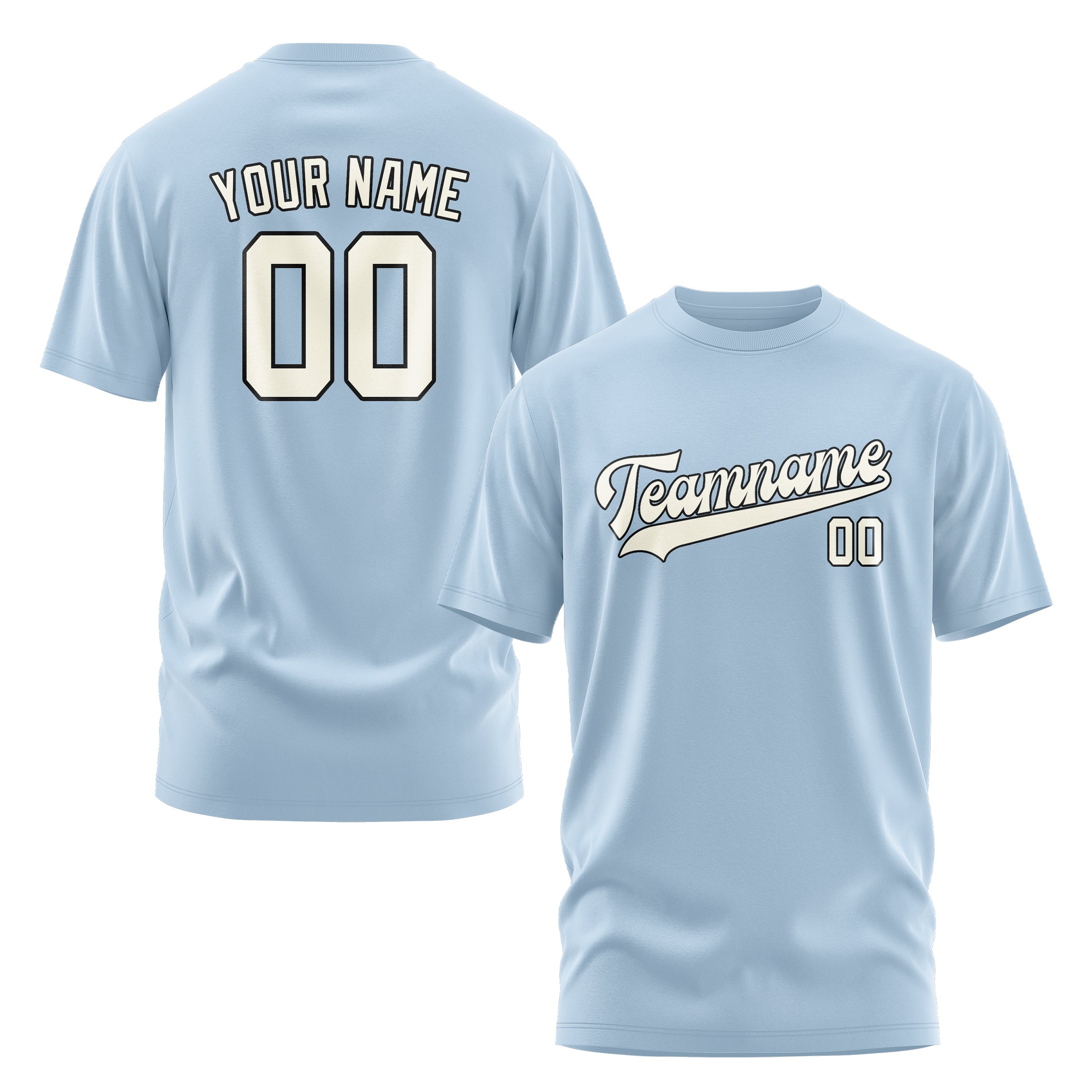 Maßgeschneidertes Hellblau Beige T-Shirt