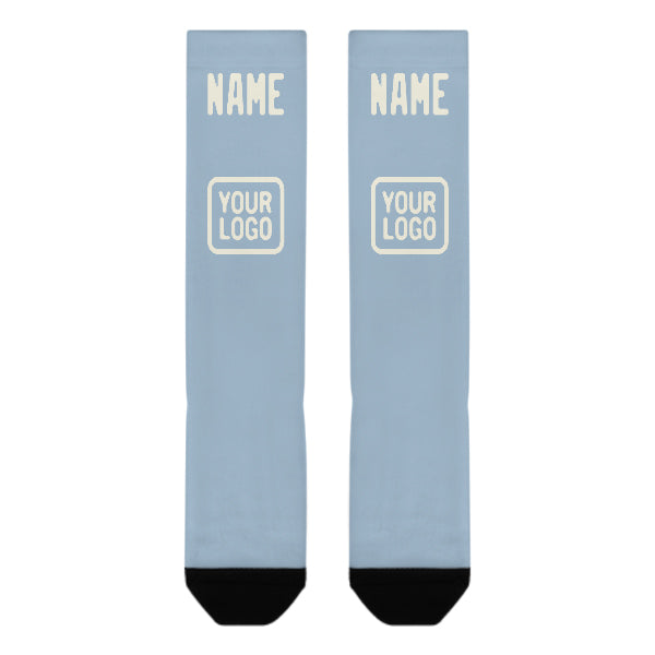 Maßgeschneidertes Hellblau Beige Kniestrümpfe