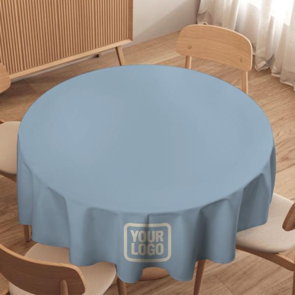 Maßgeschneidertes Hellblau Beige Runde Tischdecke