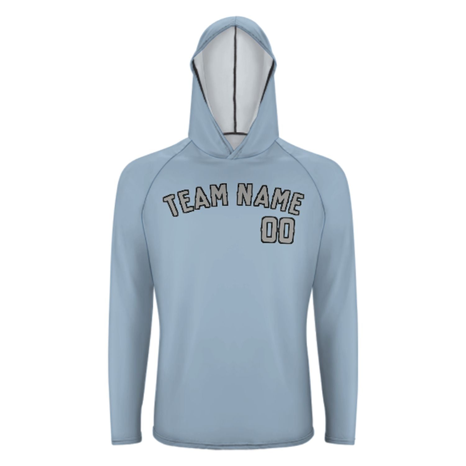 Maßgeschneidertes Hellblau Grau UV-Hoodie