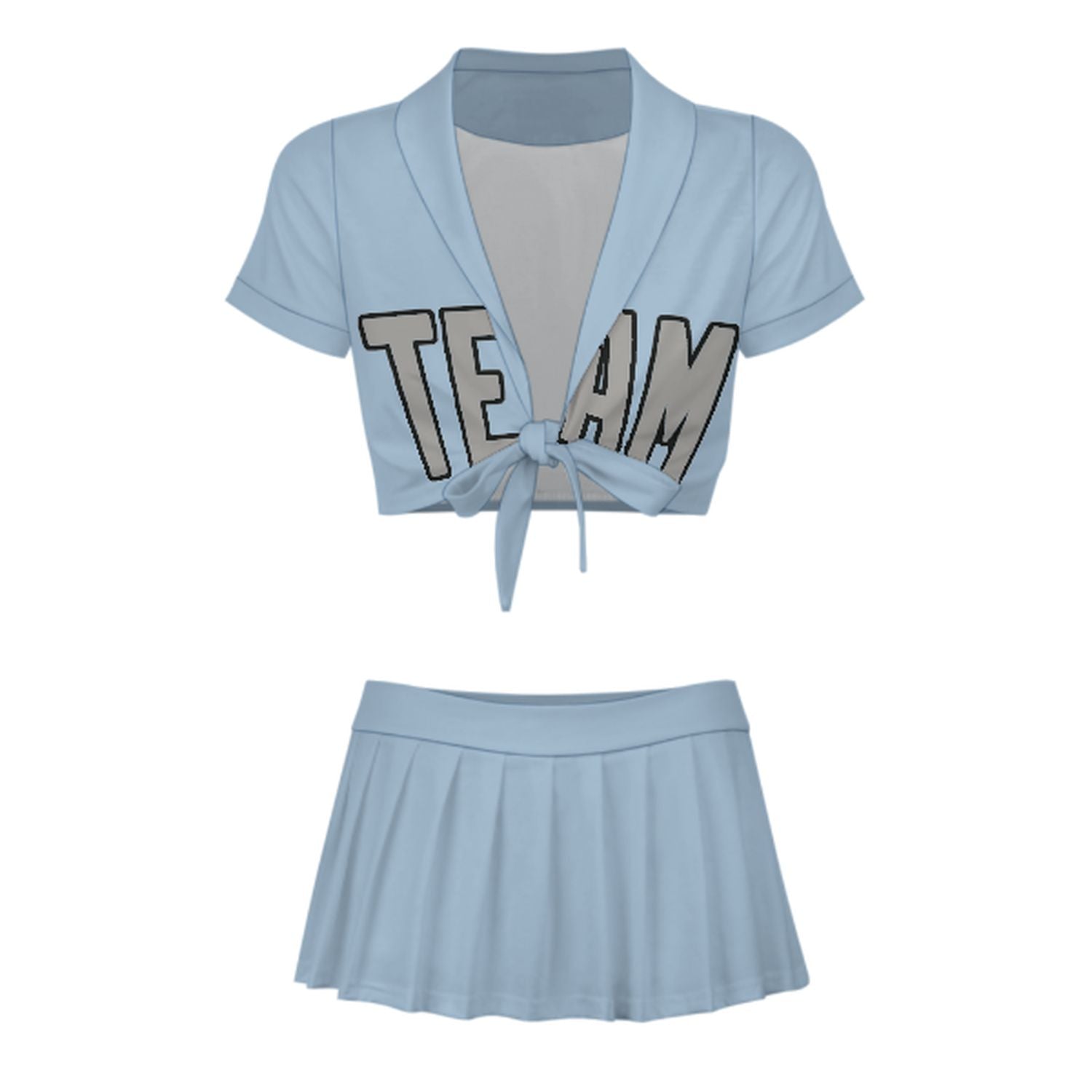 Maßgeschneidertes Hellblau Grau Cheerleader Outfit Set