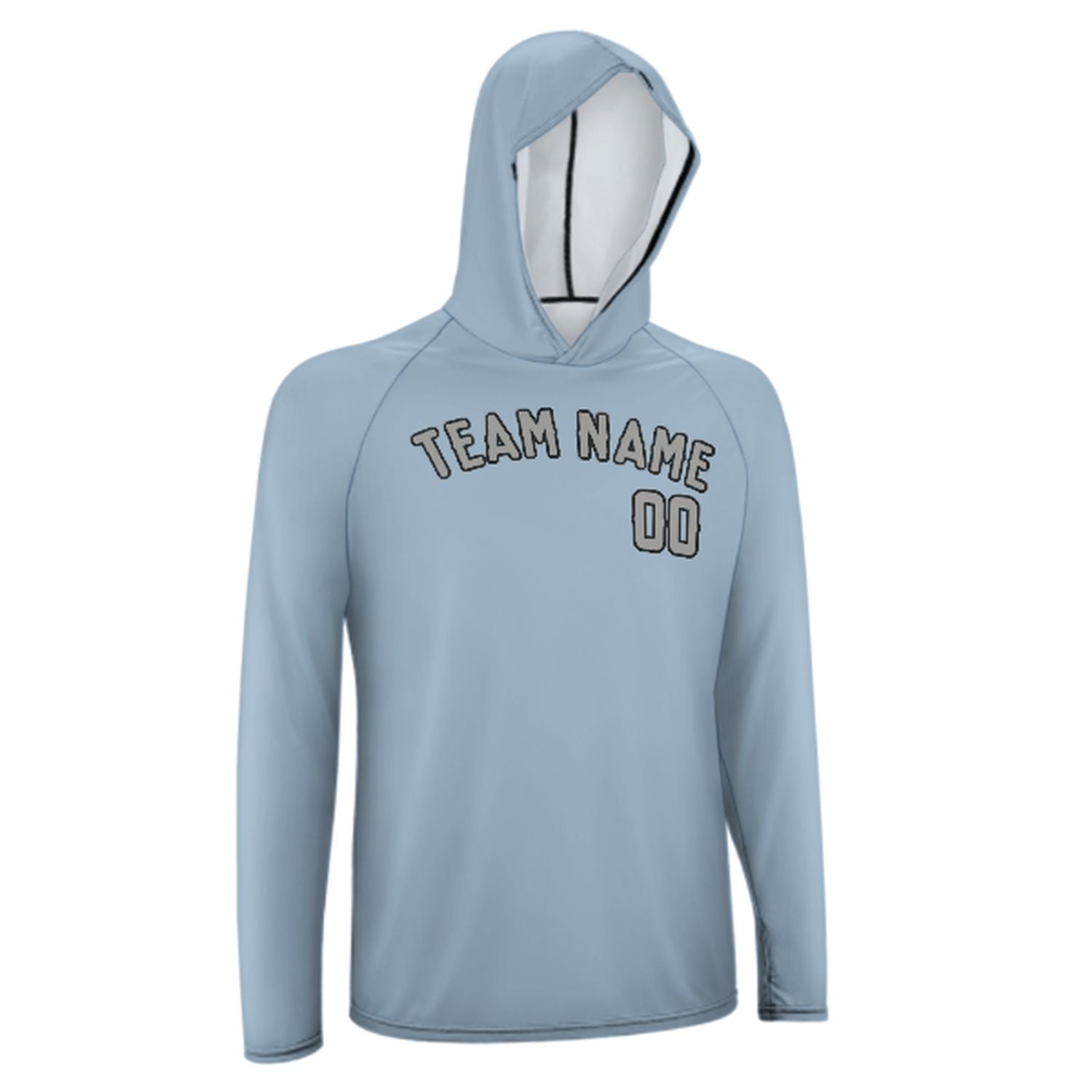 Maßgeschneidertes Hellblau Grau UV-Hoodie