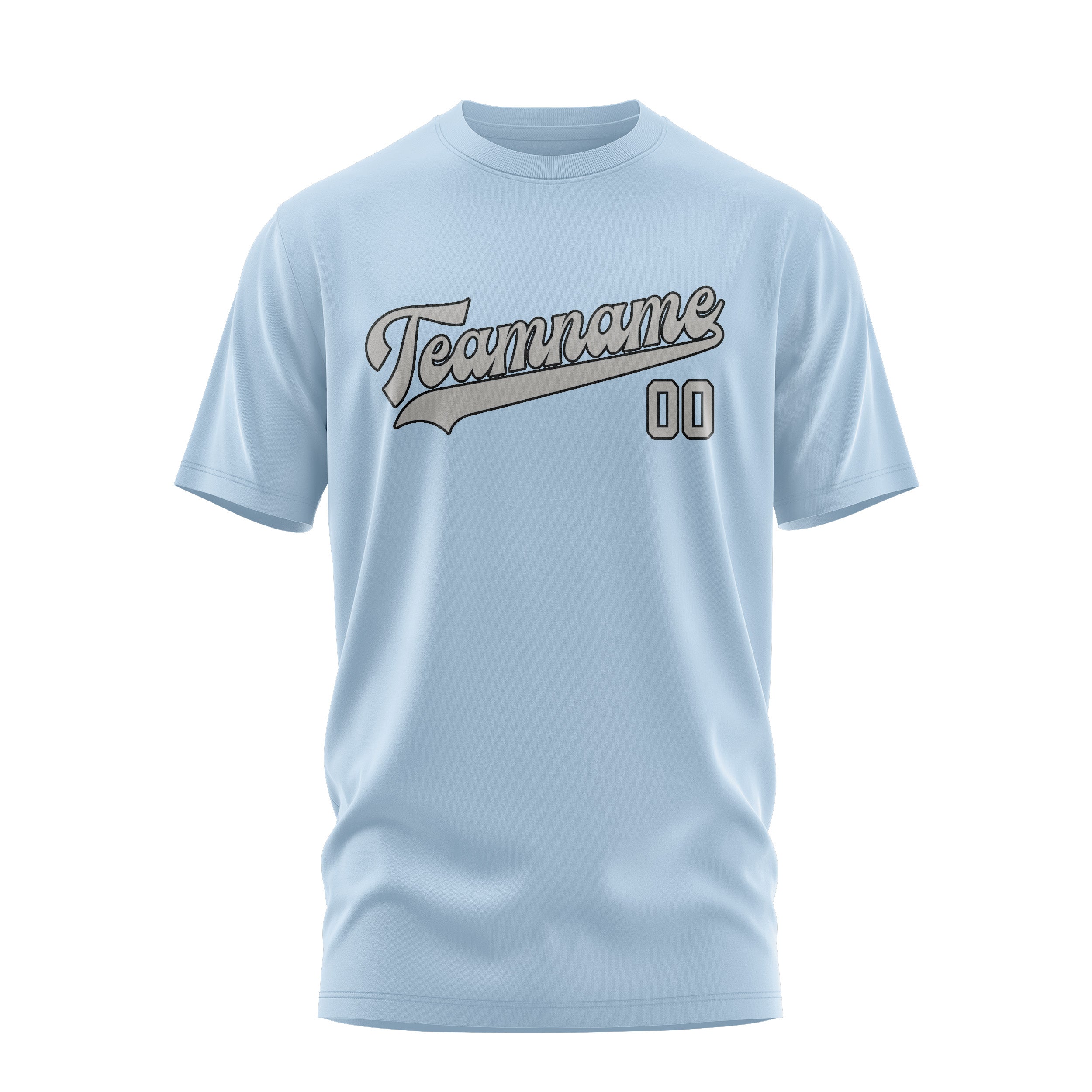 Maßgeschneidertes Hellblau Grau T-Shirt