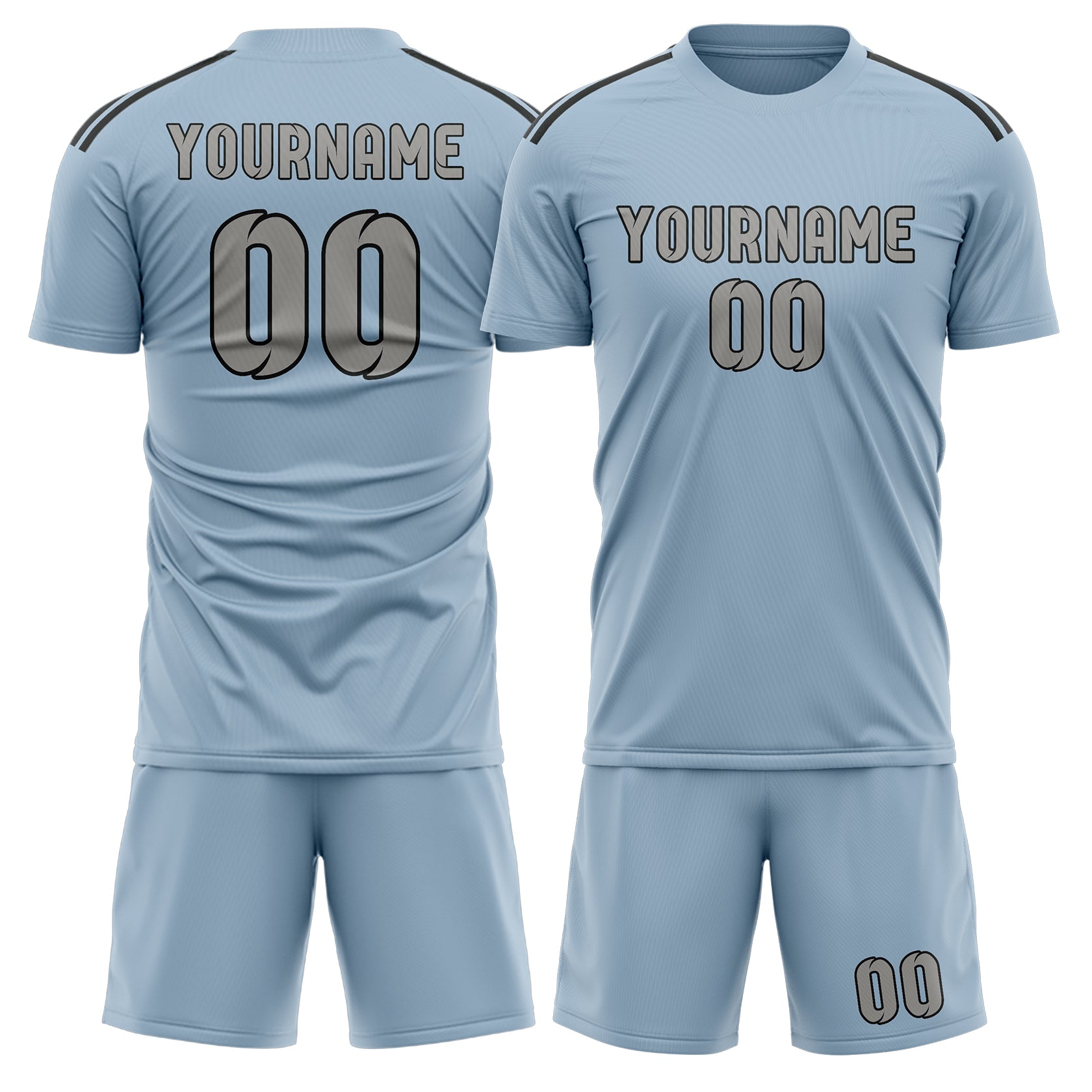 Set di maglie da football personalizzate blu chiaro e grigie
