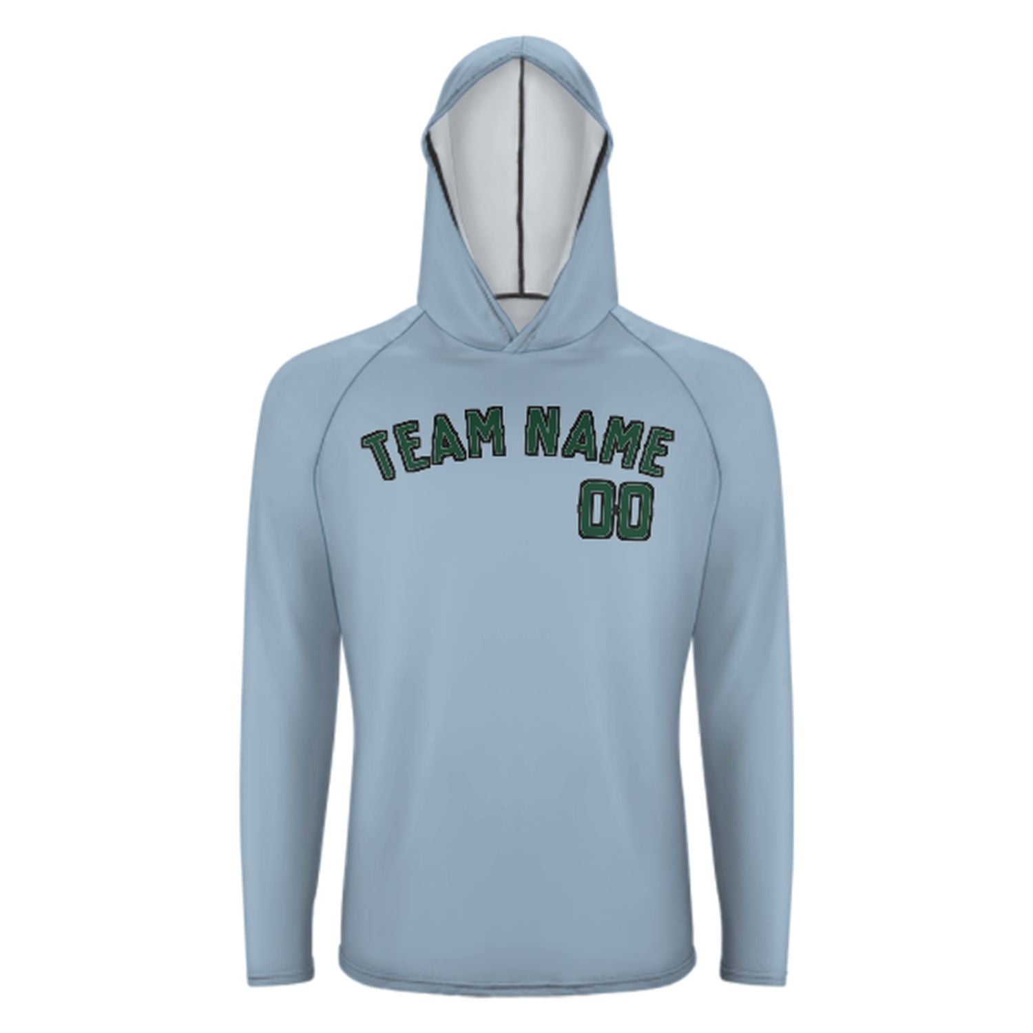 Maßgeschneidertes Hellblau Moosgrün UV-Hoodie