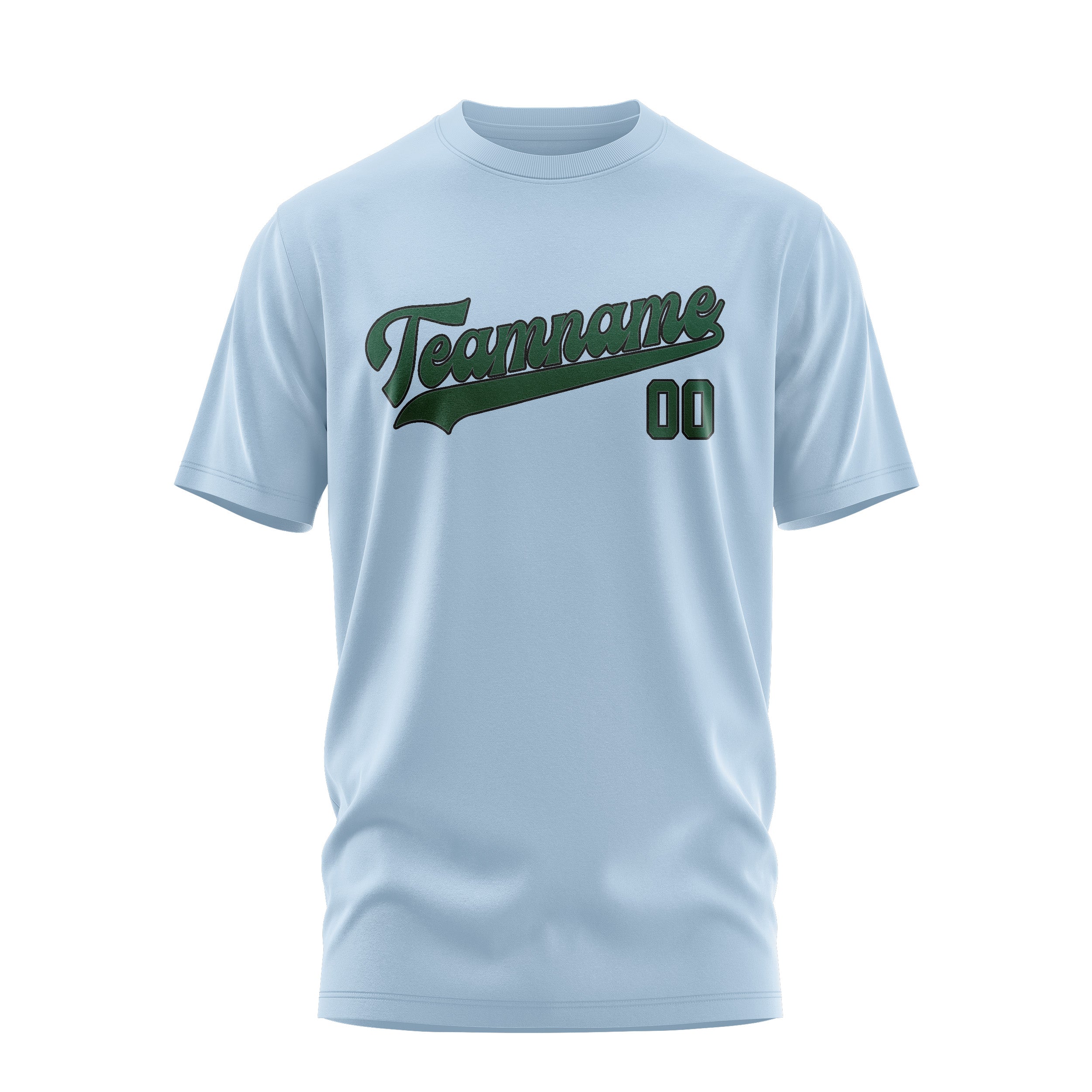 Maßgeschneidertes Hellblau Moosgrün T-Shirt
