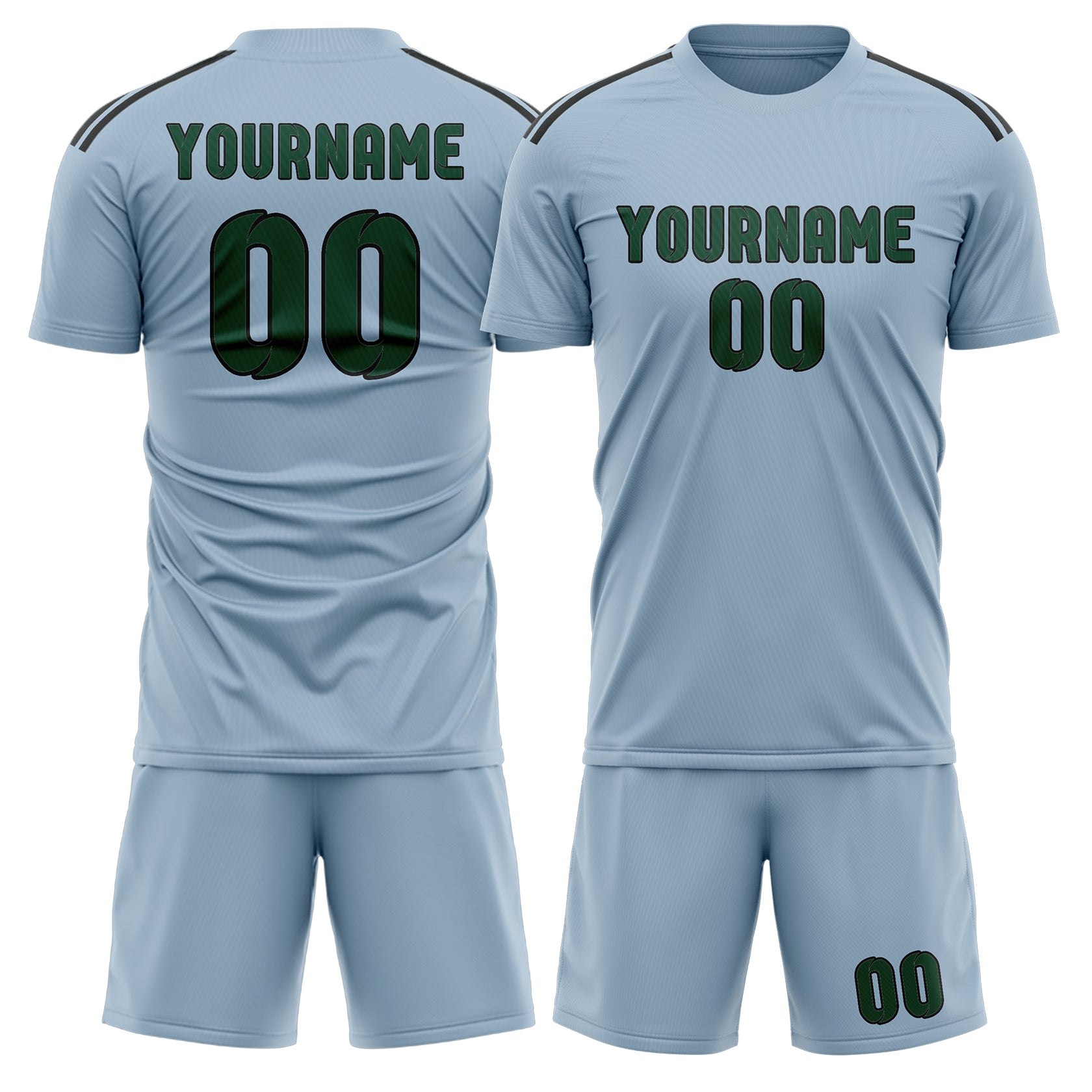 Set di maglie da football professionali su misura color azzurro e verde muschio