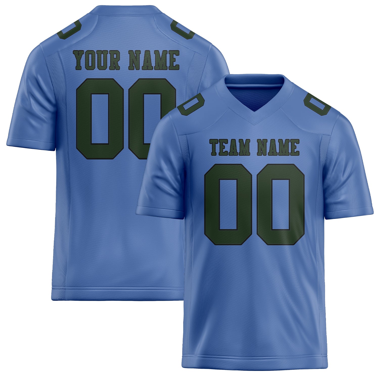 Maßgeschneidertes Professionelles Hellblau Tannengrün Rugbytrikot