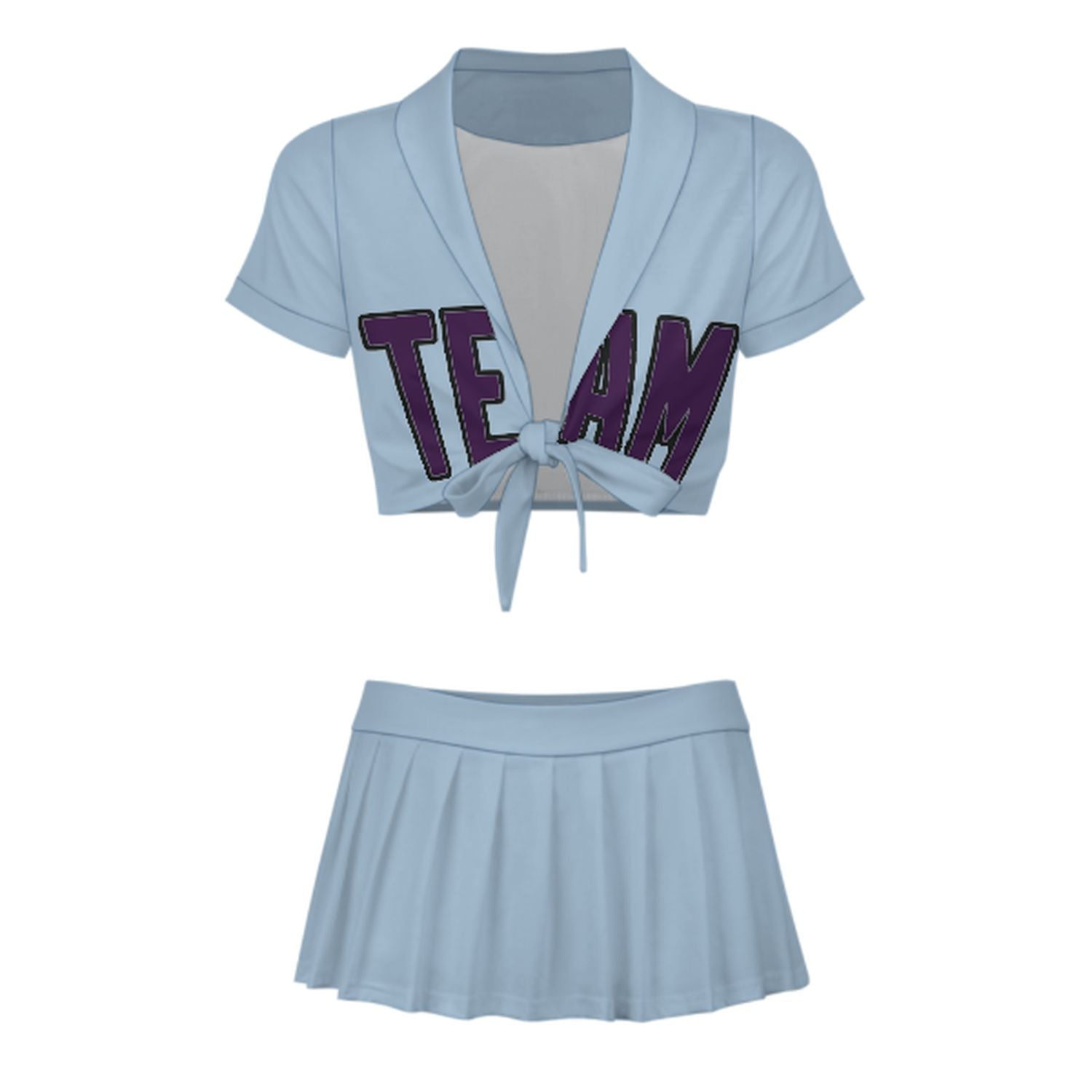 Maßgeschneidertes Hellblau Lila Cheerleader Outfit Set