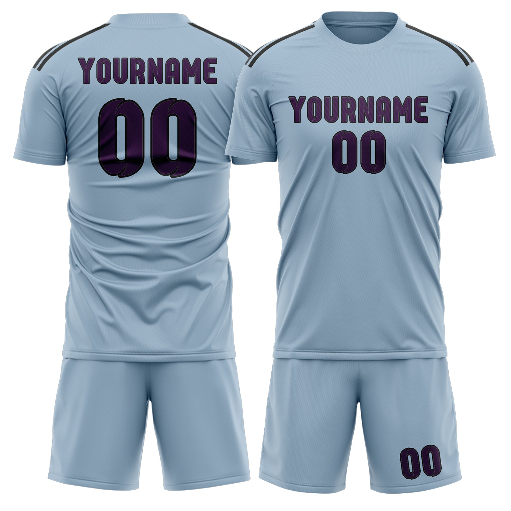 Set di maglie da football personalizzate blu chiaro e viola