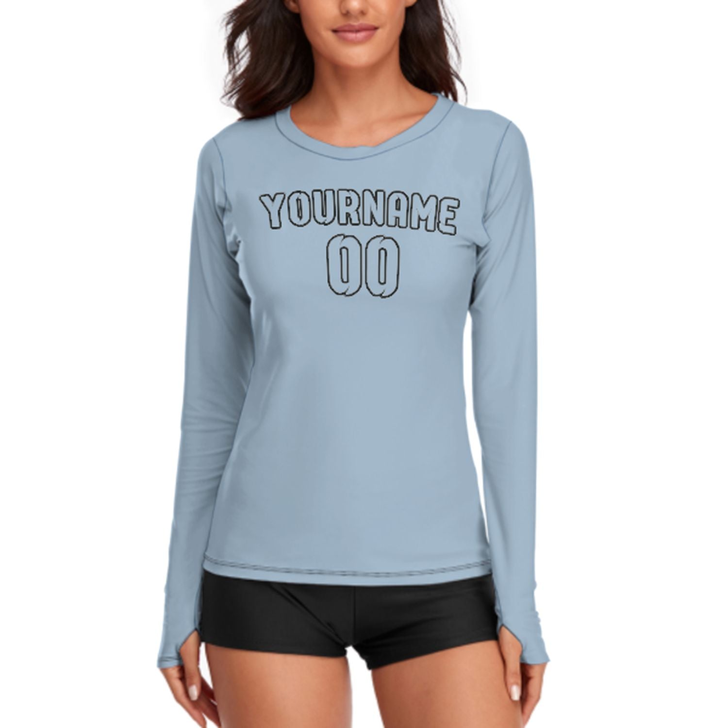 Maßgeschneidertes Hellblau Hellblau Damen Langarmshirt