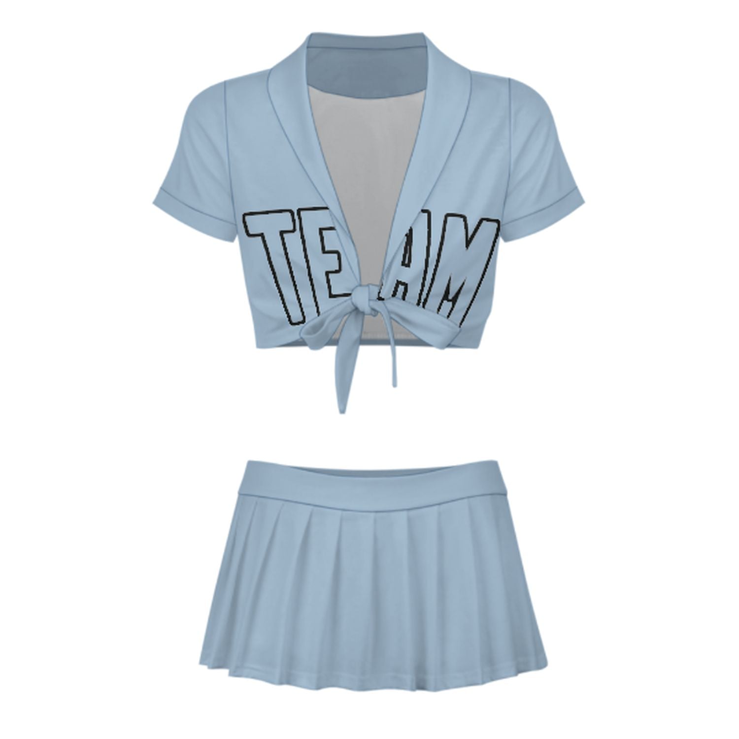 Maßgeschneidertes Hellblau Hellblau Cheerleader Outfit Set