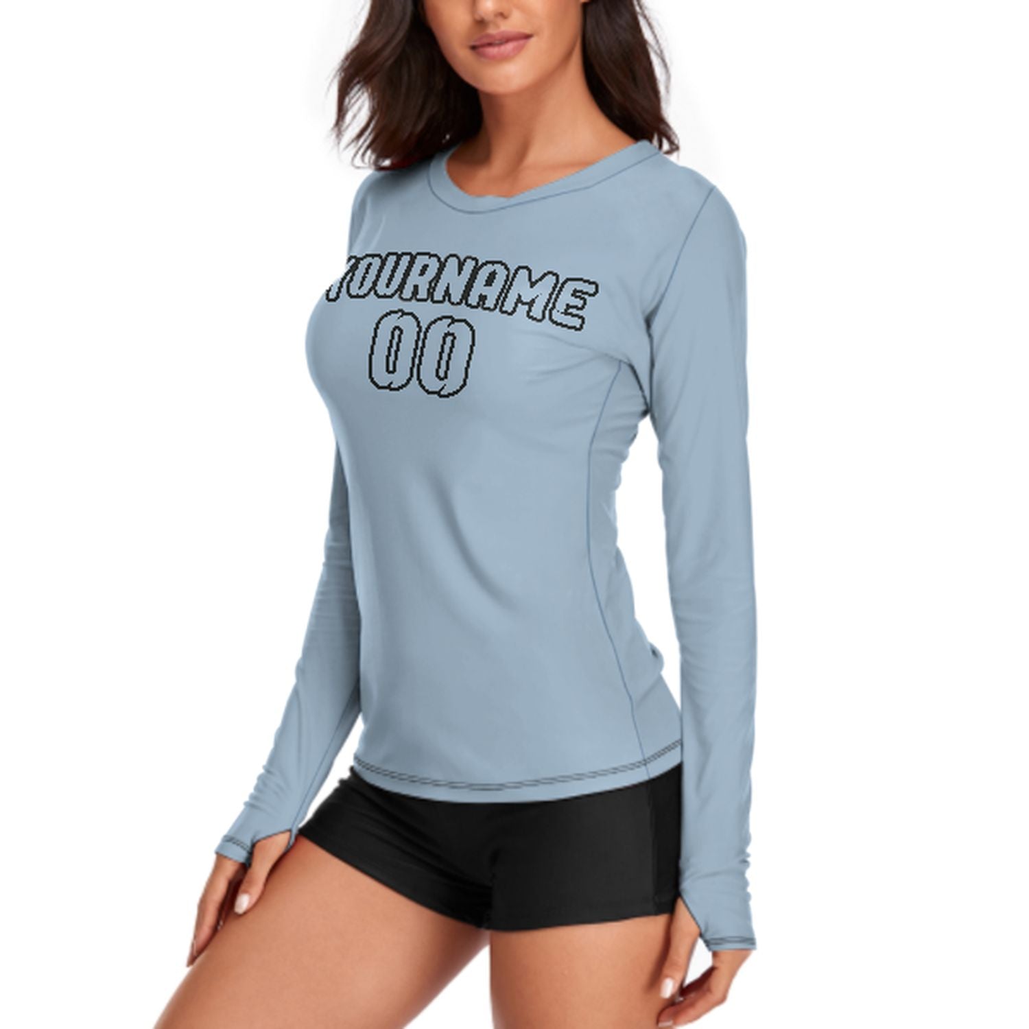 Maßgeschneidertes Hellblau Hellblau Damen Langarmshirt