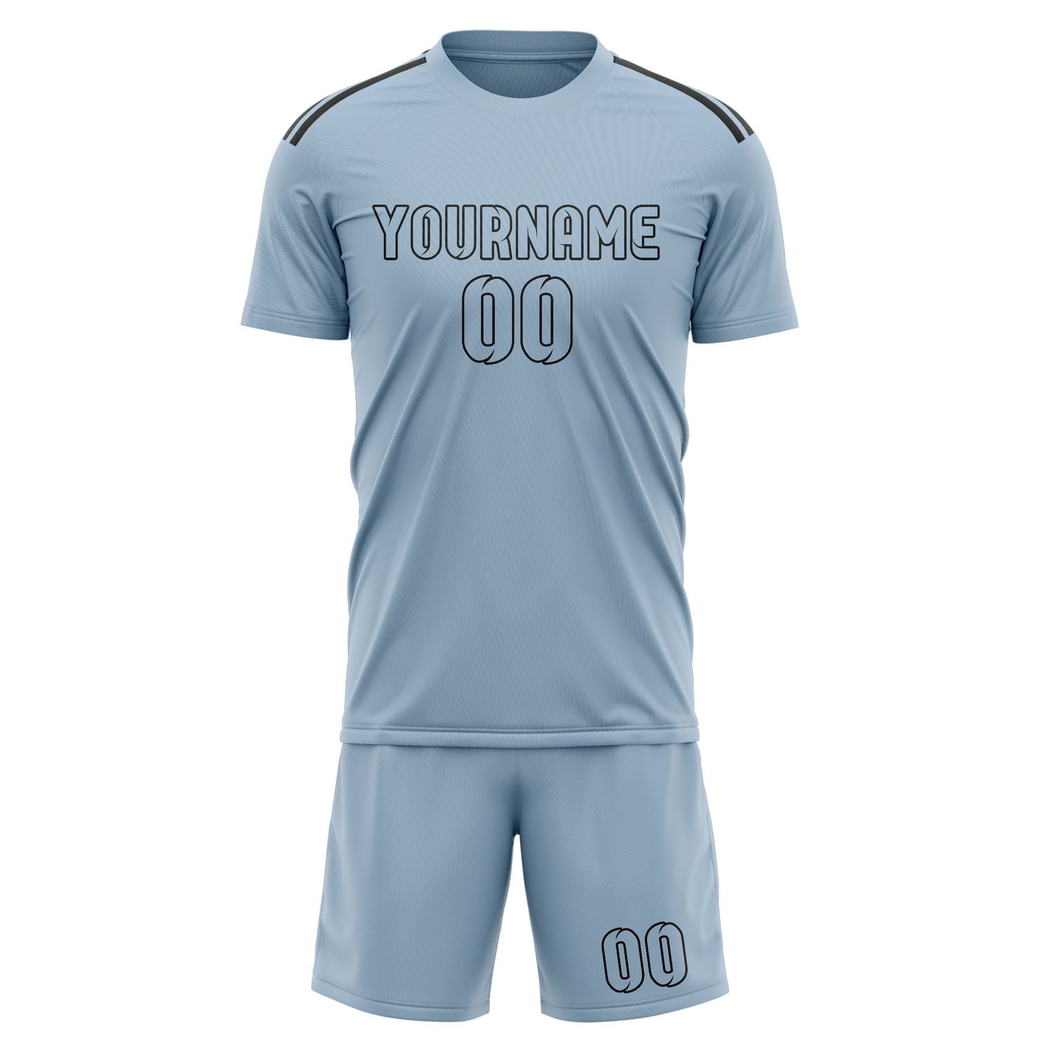 Set di maglie da calcio professionali blu chiaro su misura