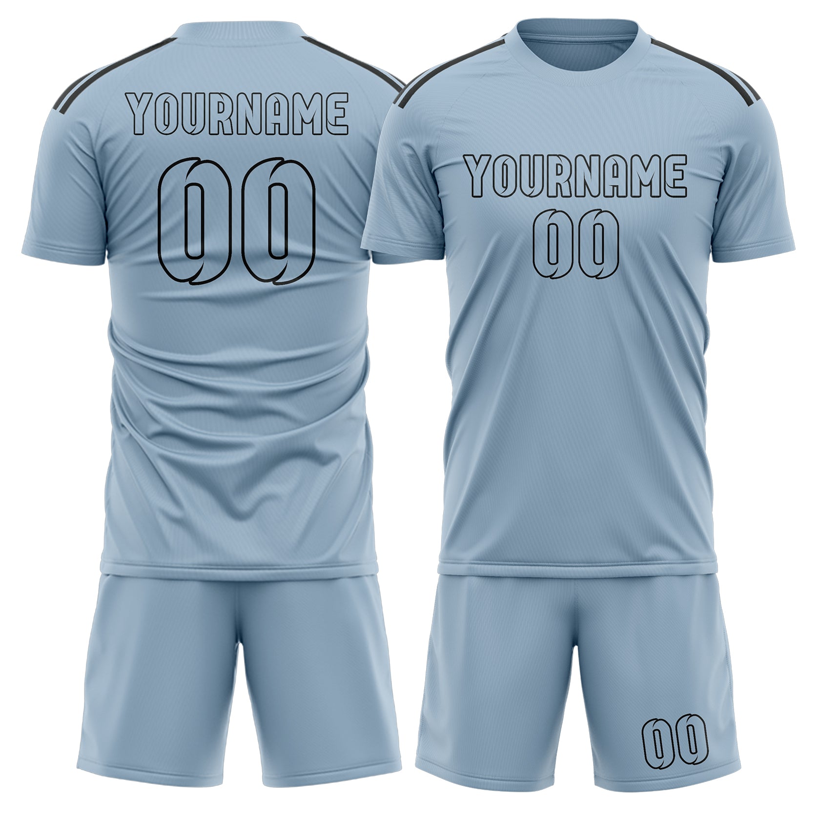Set di maglie da calcio professionali blu chiaro su misura