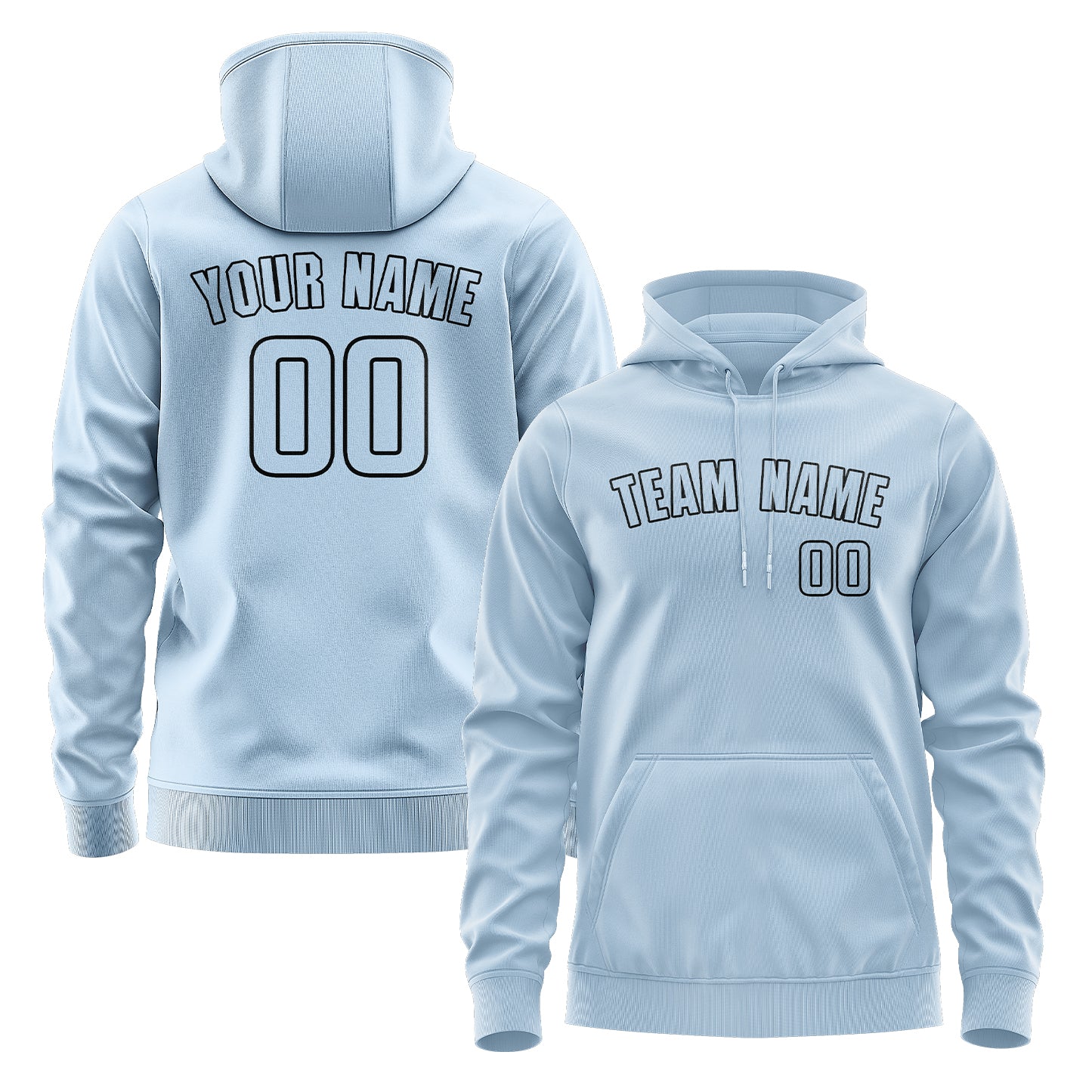 Maßgeschneidertes Hellblau Hellblau Hoodie