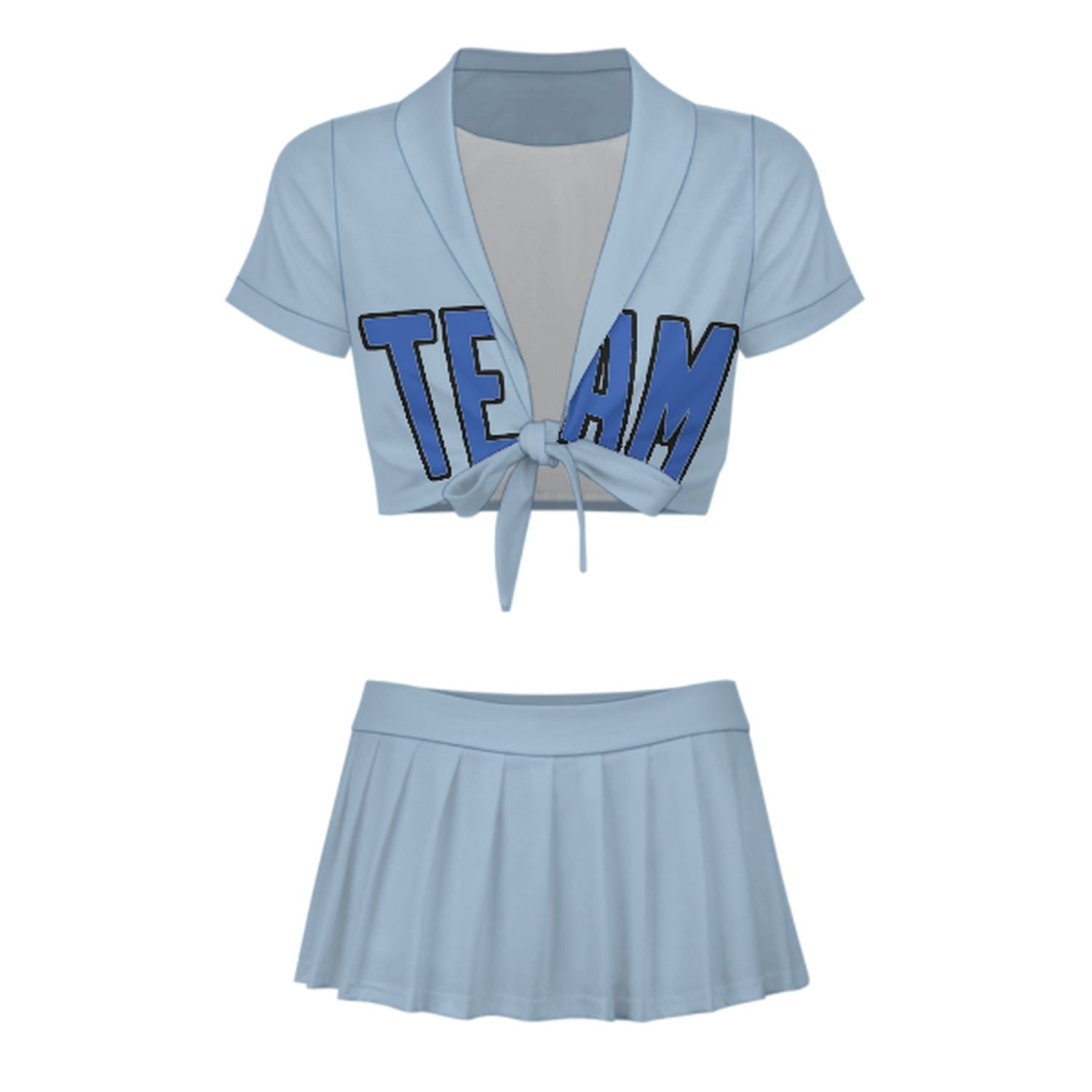 Maßgeschneidertes Hellblau Himmelblau Cheerleader Outfit Set