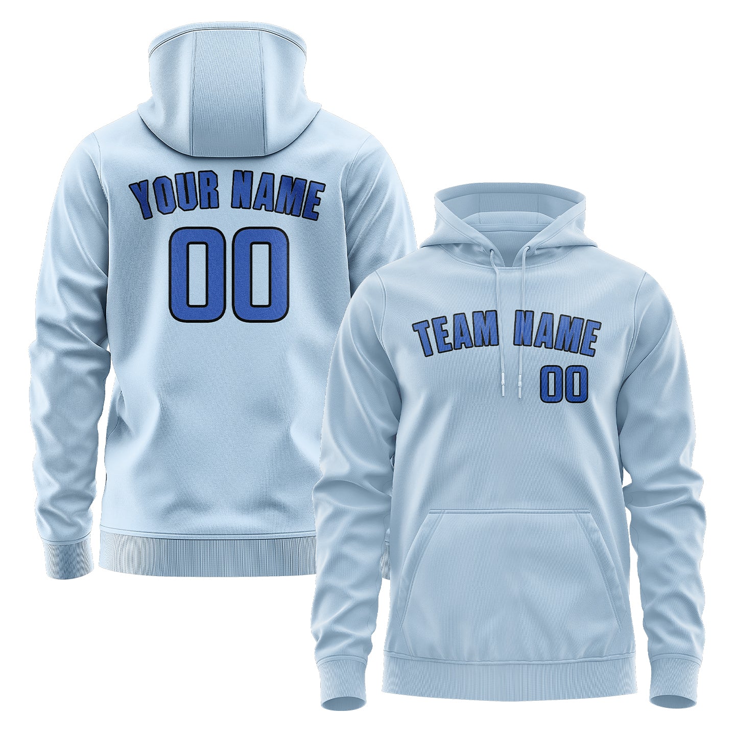 Maßgeschneidertes Hellblau Himmelblau Hoodie