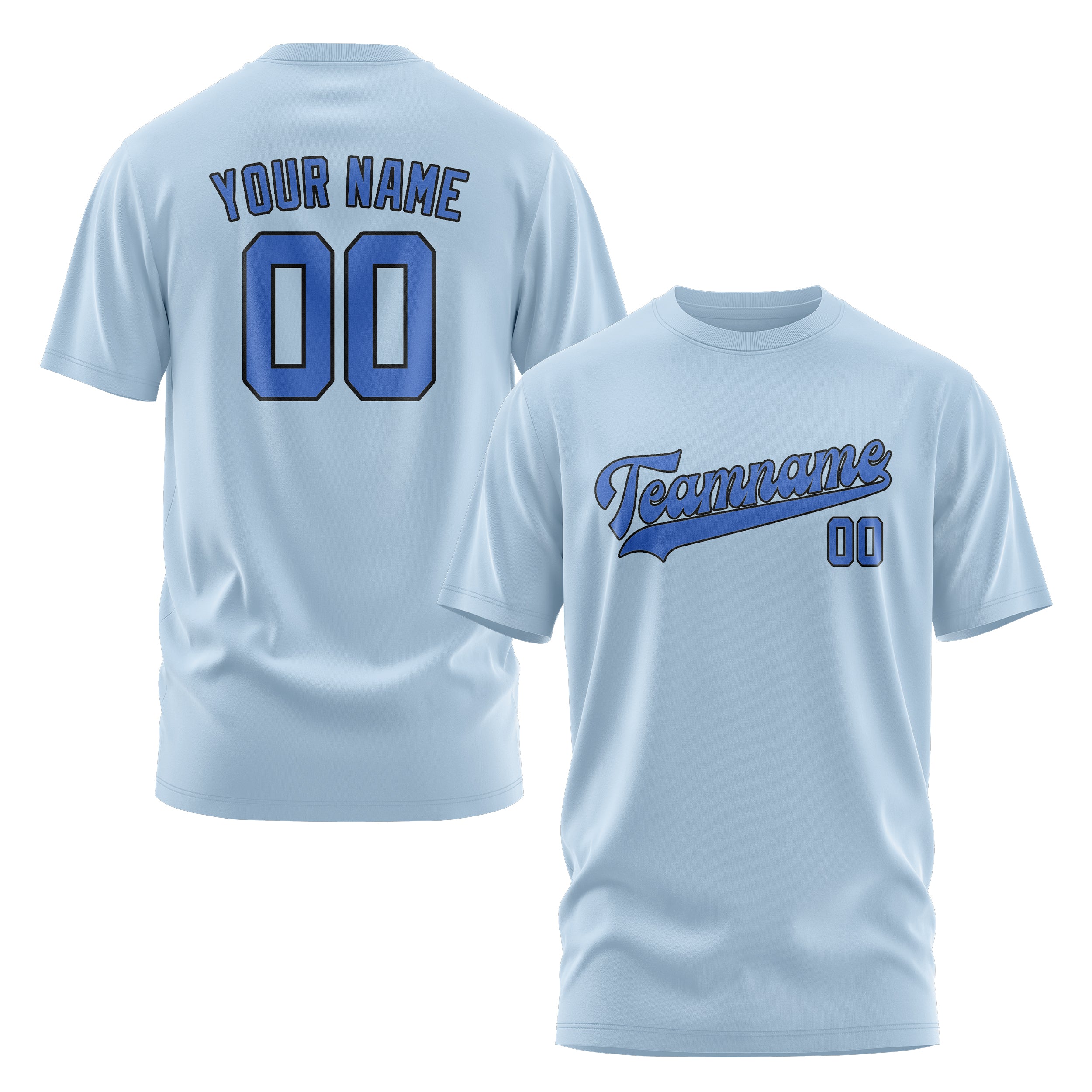 Maßgeschneidertes Hellblau Himmelblau T-Shirt