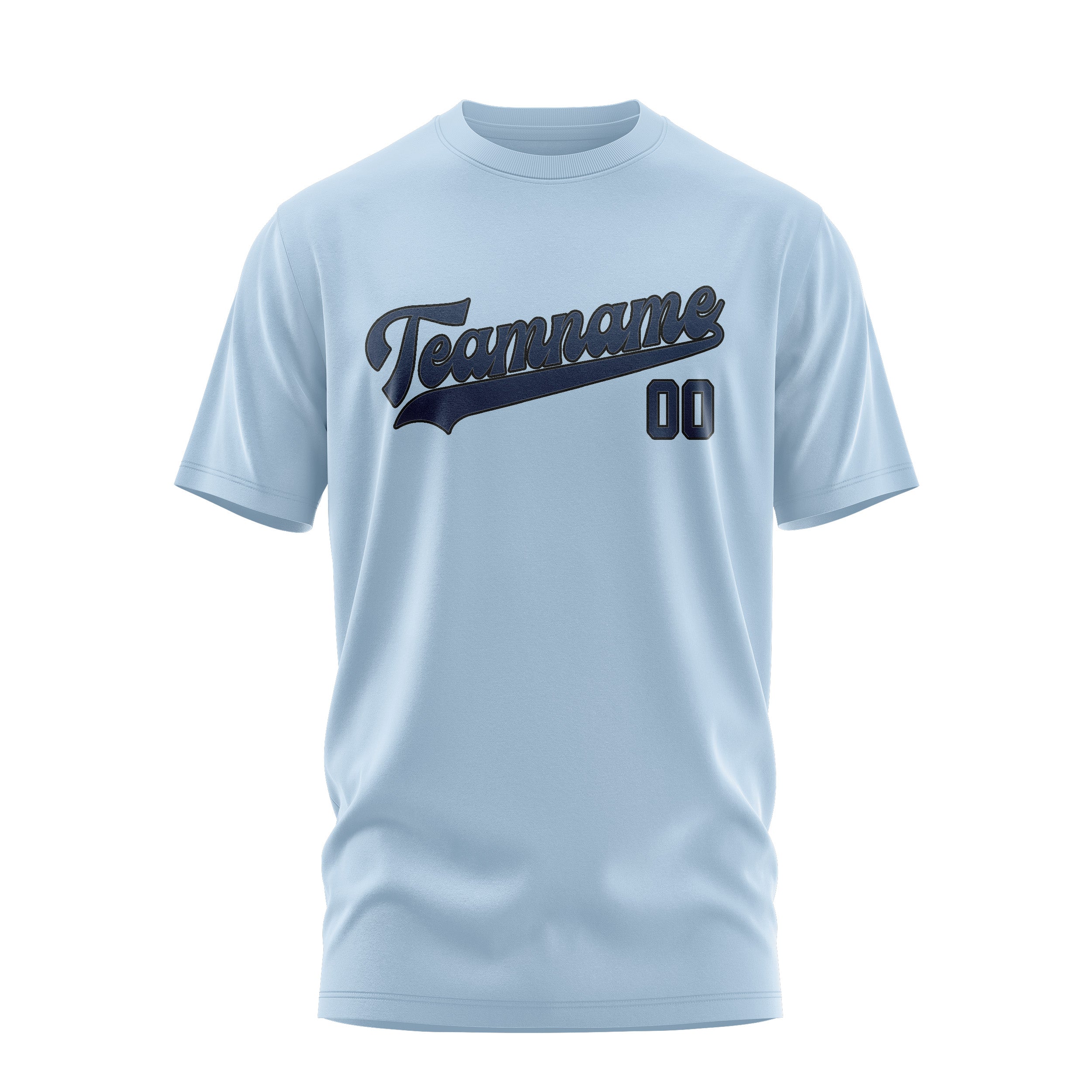 Maßgeschneidertes Hellblau Marineblau T-Shirt