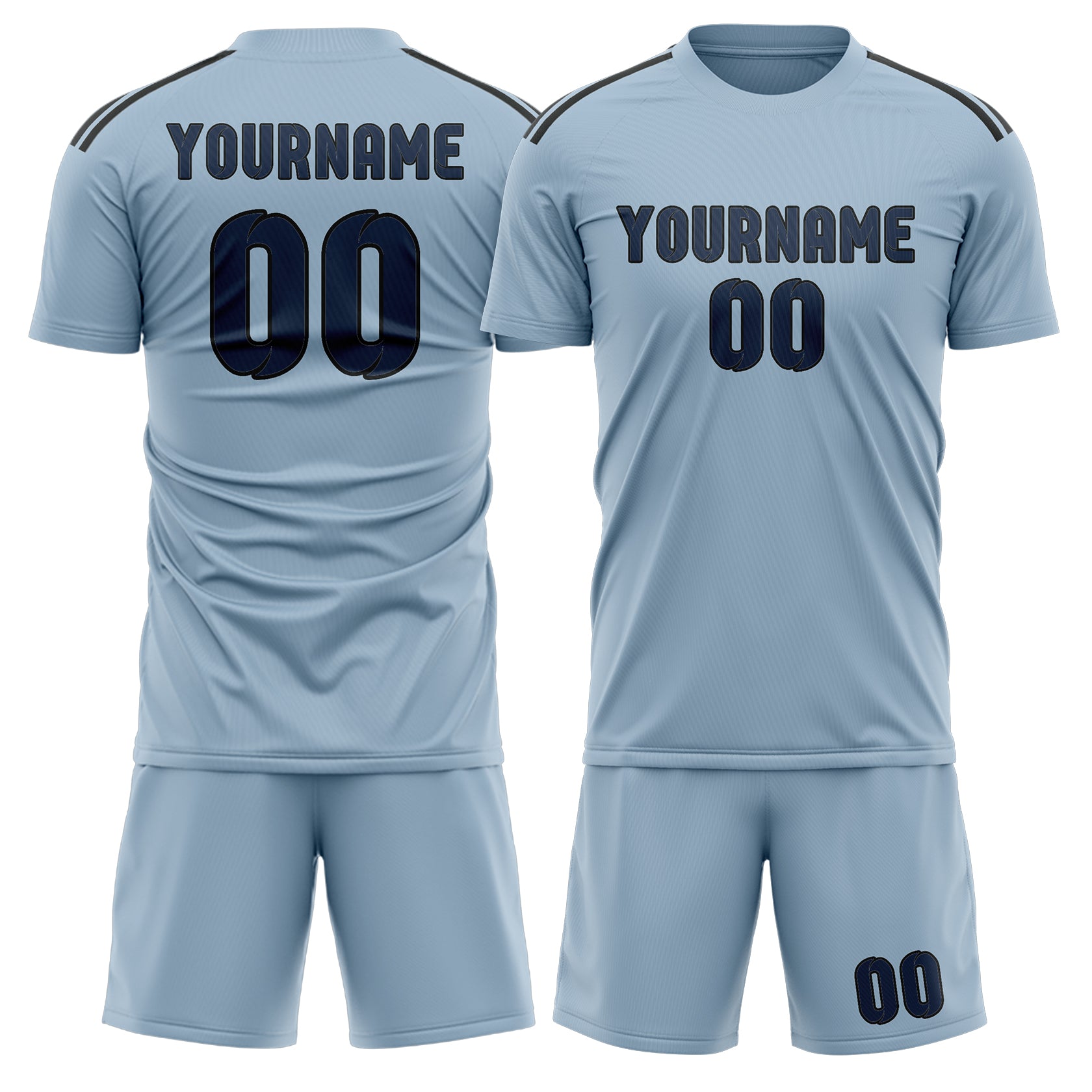 Set di maglie da football personalizzate blu navy e blu chiaro