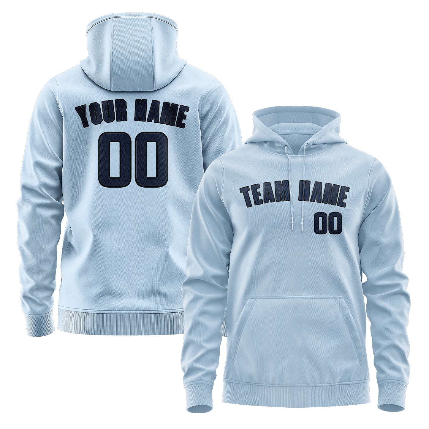 Maßgeschneidertes Hellblau Marineblau Hoodie