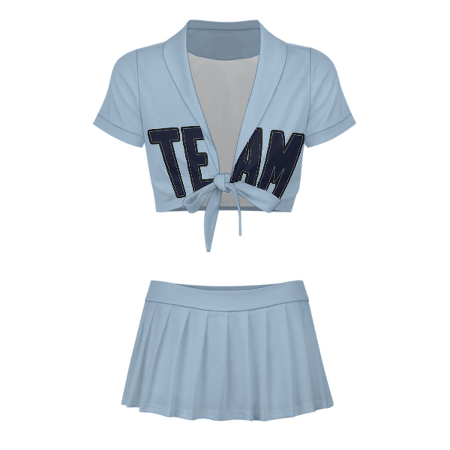 Maßgeschneidertes Hellblau Stahlblau Cheerleader Outfit Set