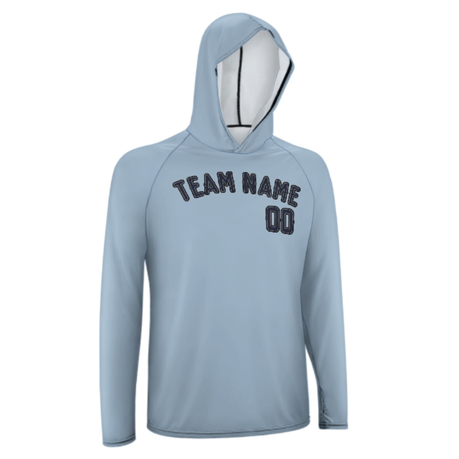 Maßgeschneidertes Hellblau Stahlblau UV-Hoodie