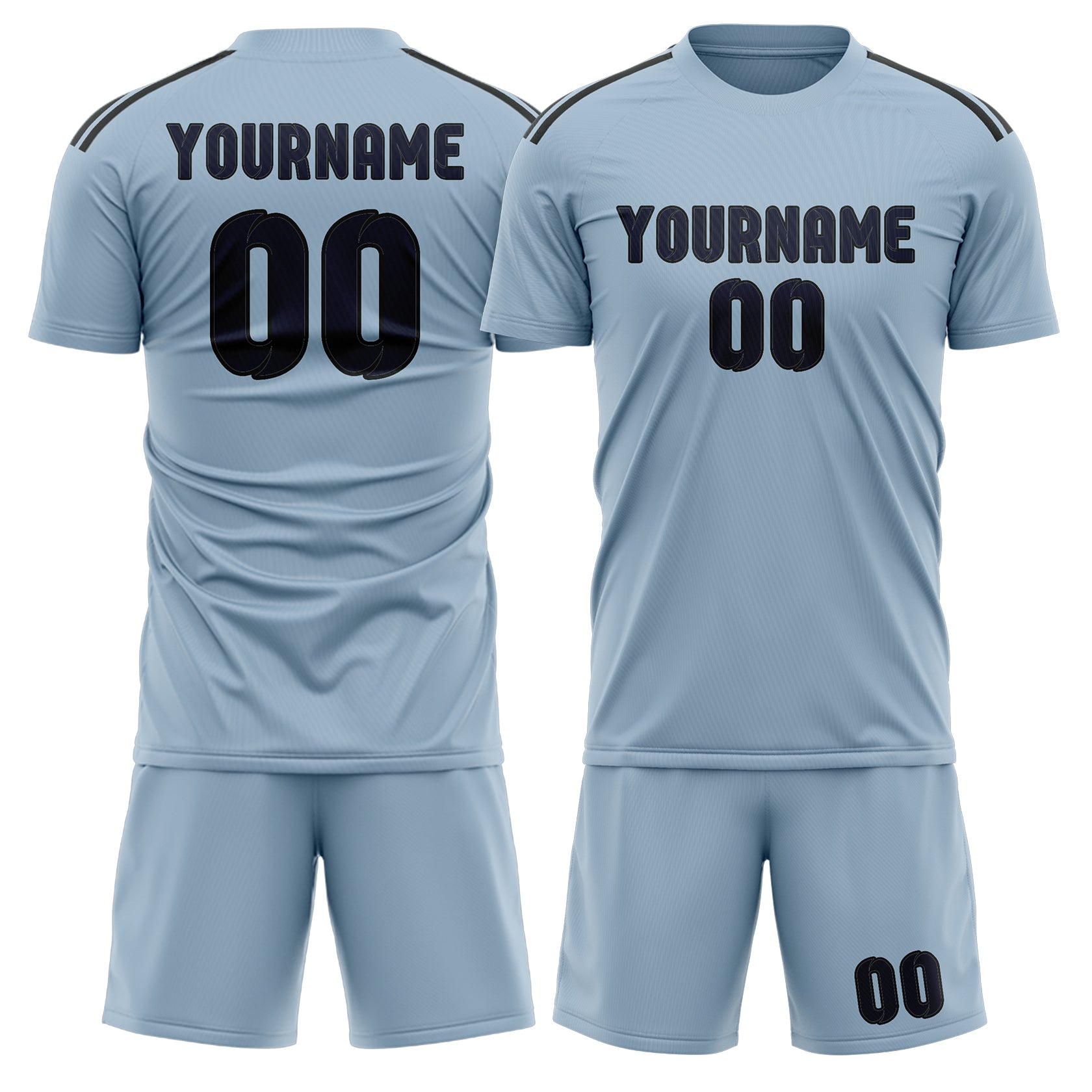 Set di maglie da football professionali blu acciaio chiaro su misura