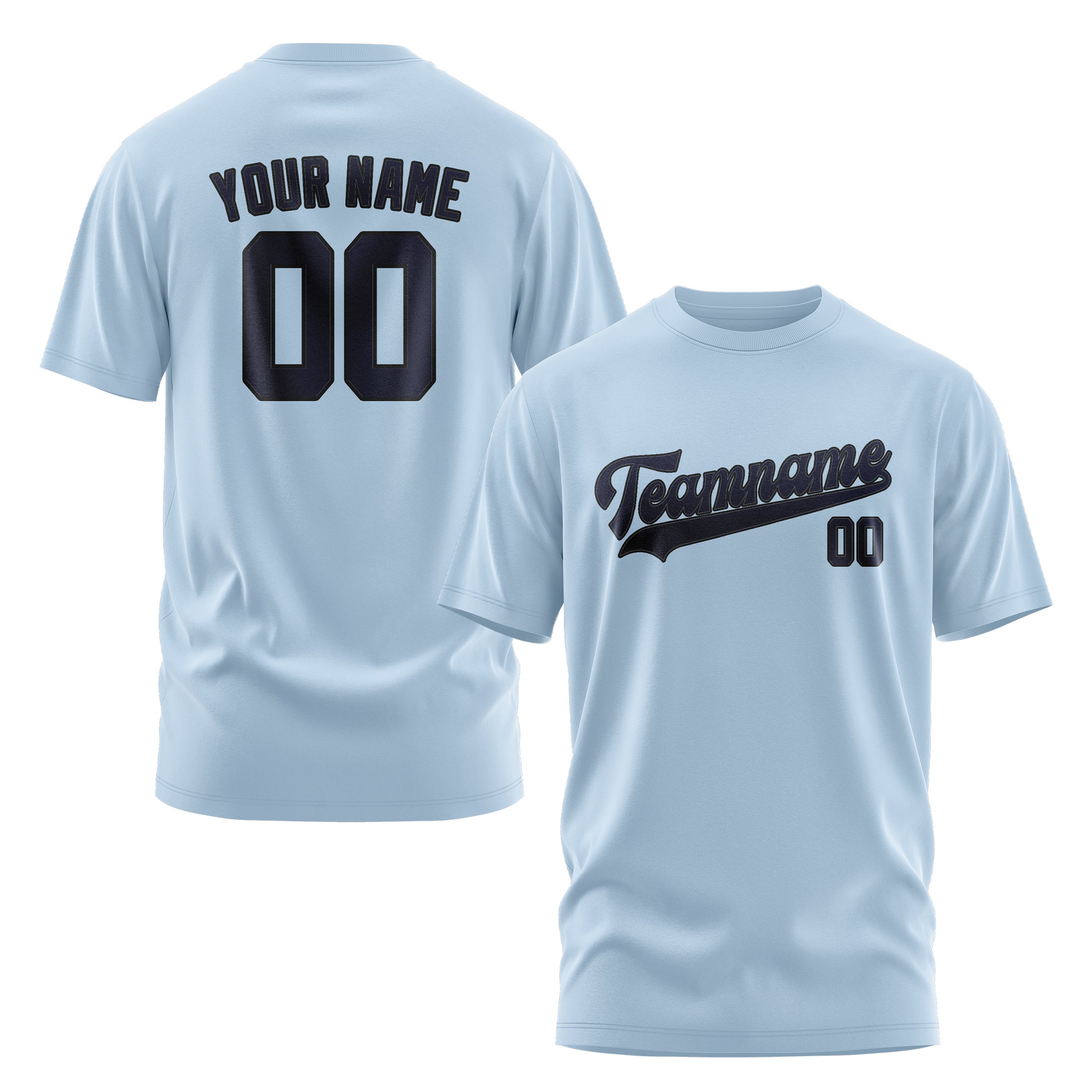 Maßgeschneidertes Hellblau Stahlblau T-Shirt