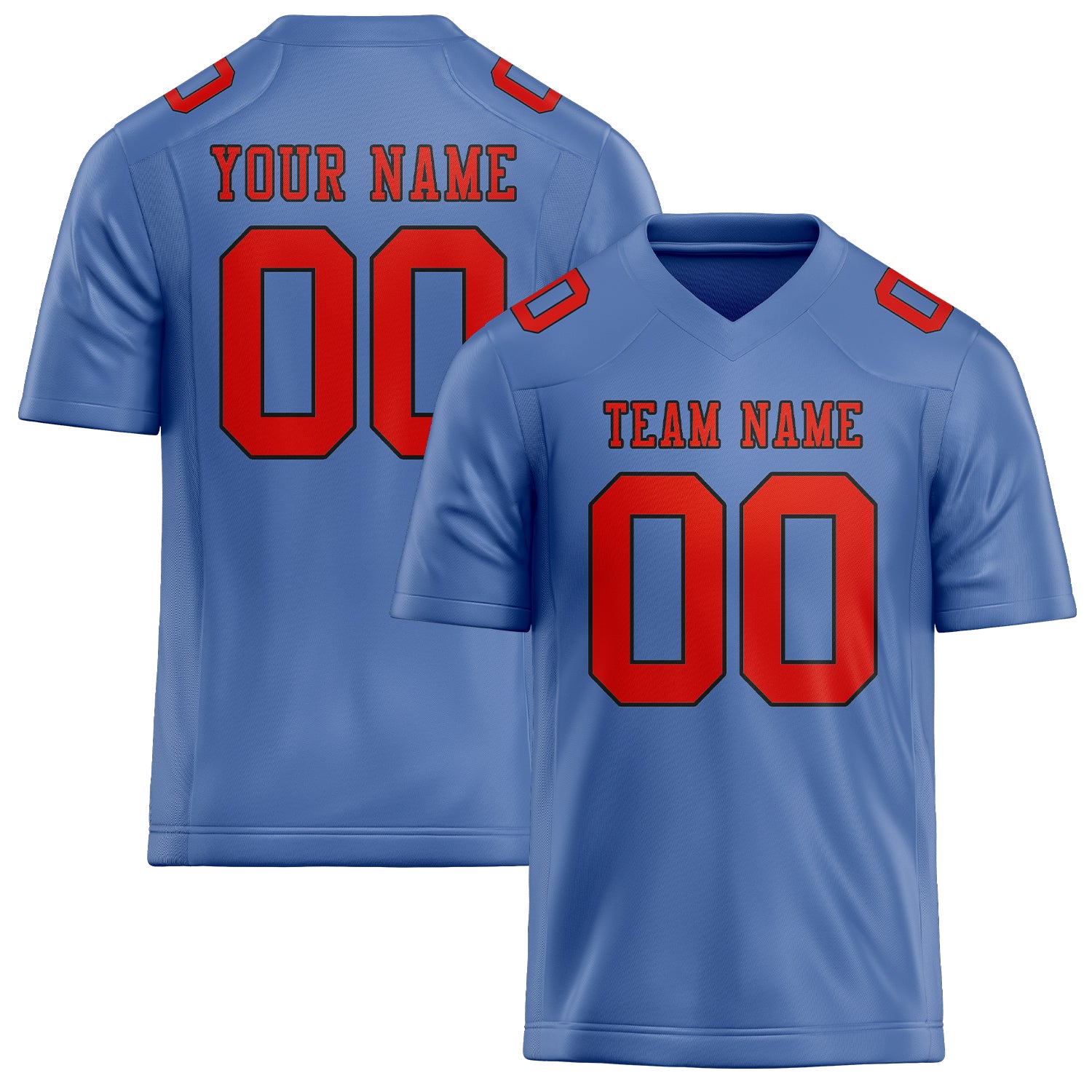 Maßgeschneidertes Professionelles Hellblau Orangerot Rugbytrikot