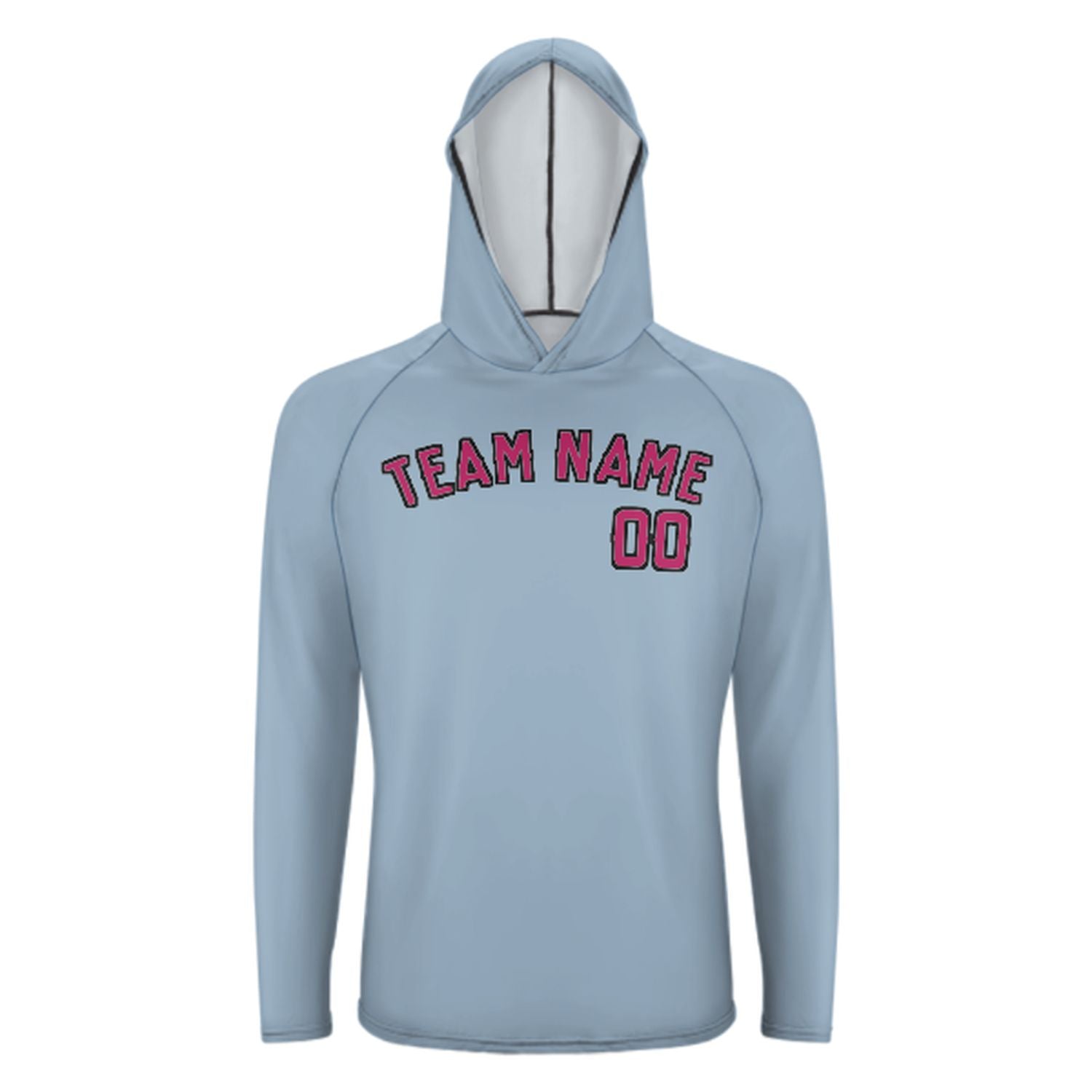 Maßgeschneidertes Hellblau Rosarot UV-Hoodie