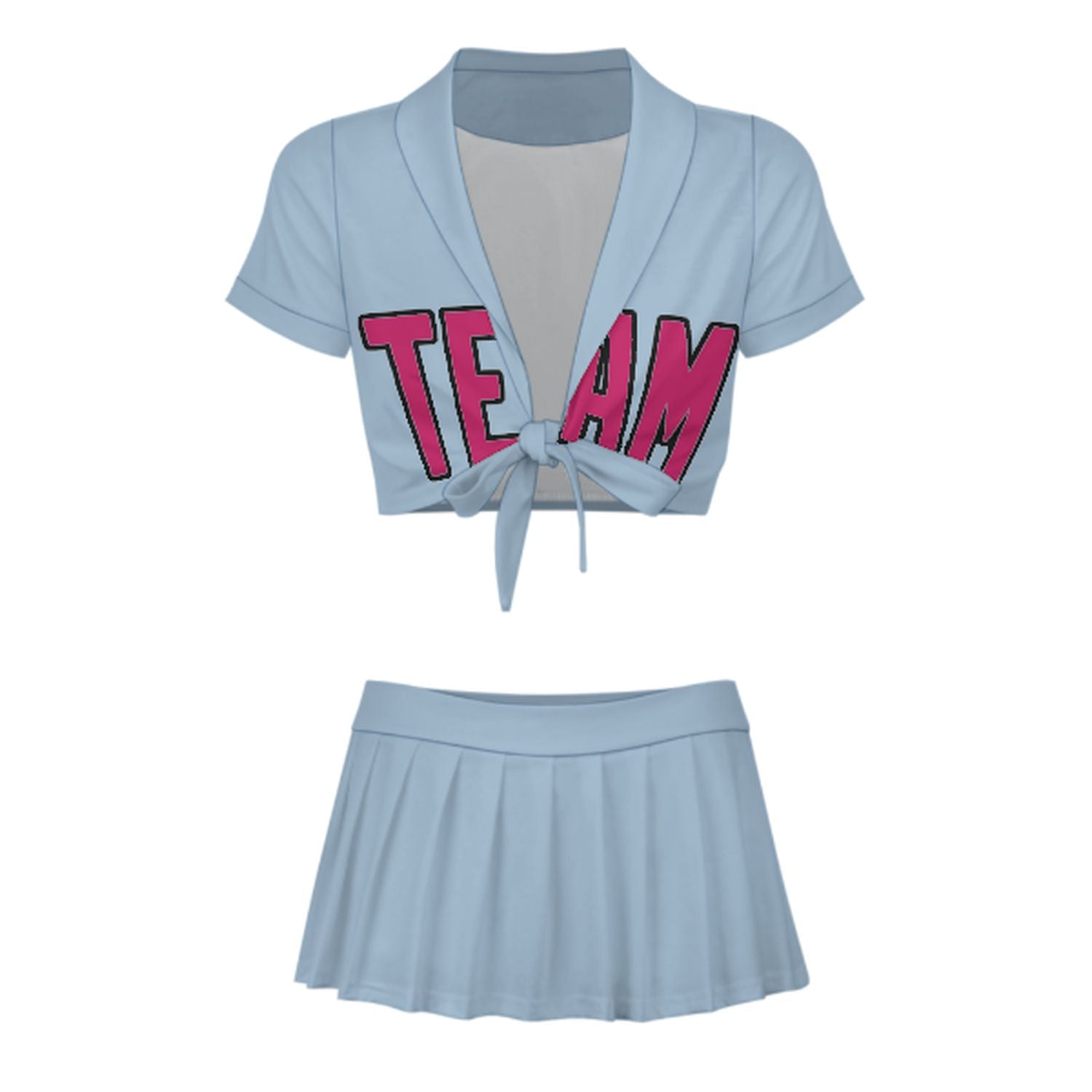 Maßgeschneidertes Hellblau Rosarot Cheerleader Outfit Set