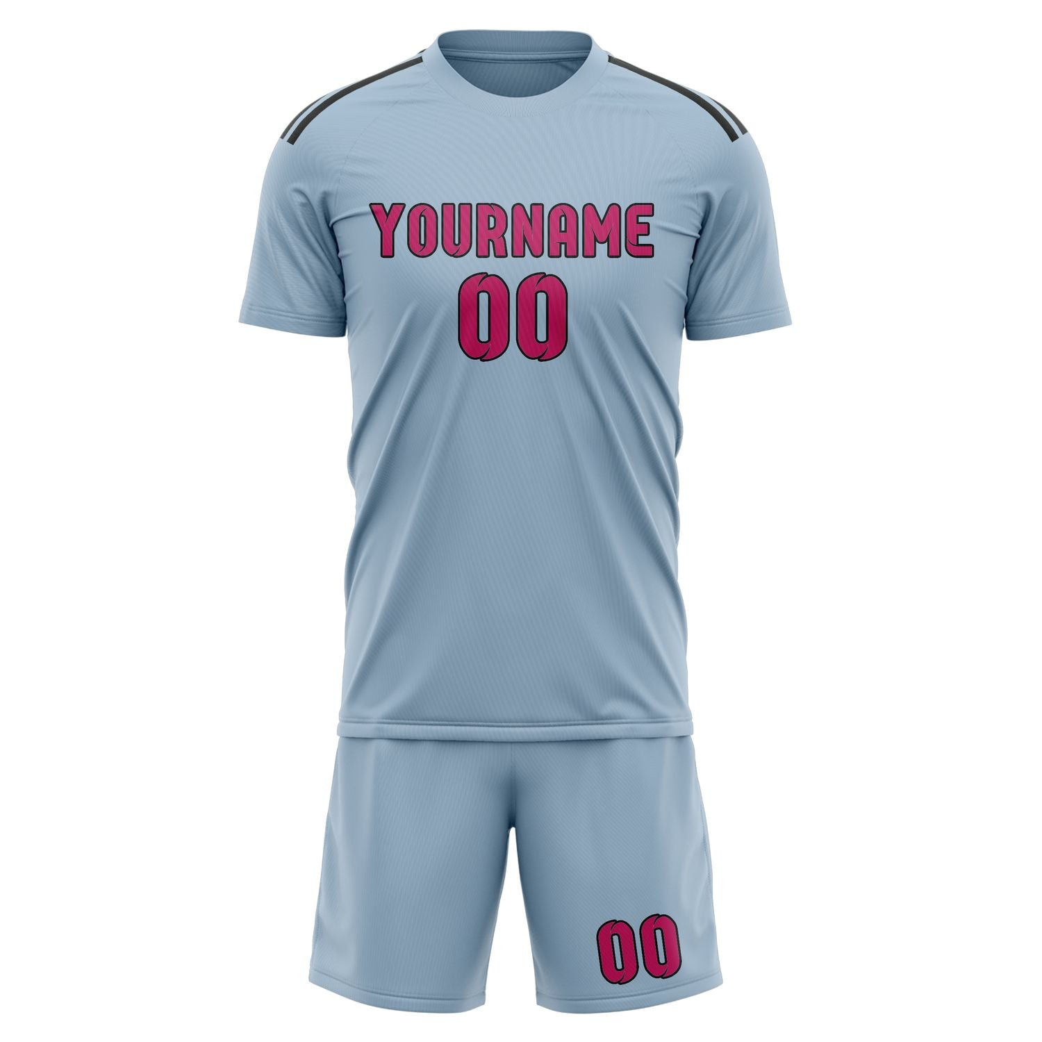 Maßgeschneidertes Professionelles Hellblau Rosarot Fußballtrikot-Set