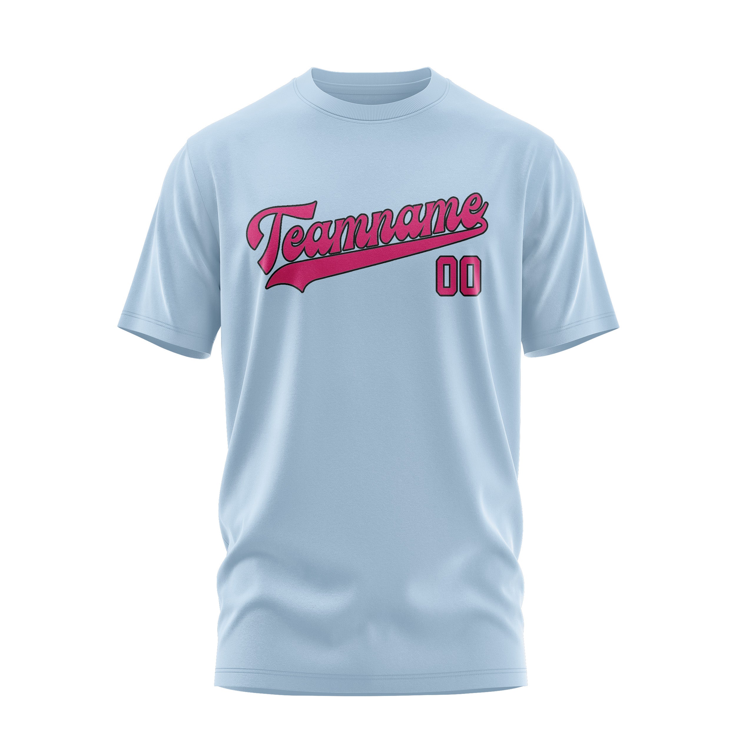 Maßgeschneidertes Hellblau Rosarot T-Shirt