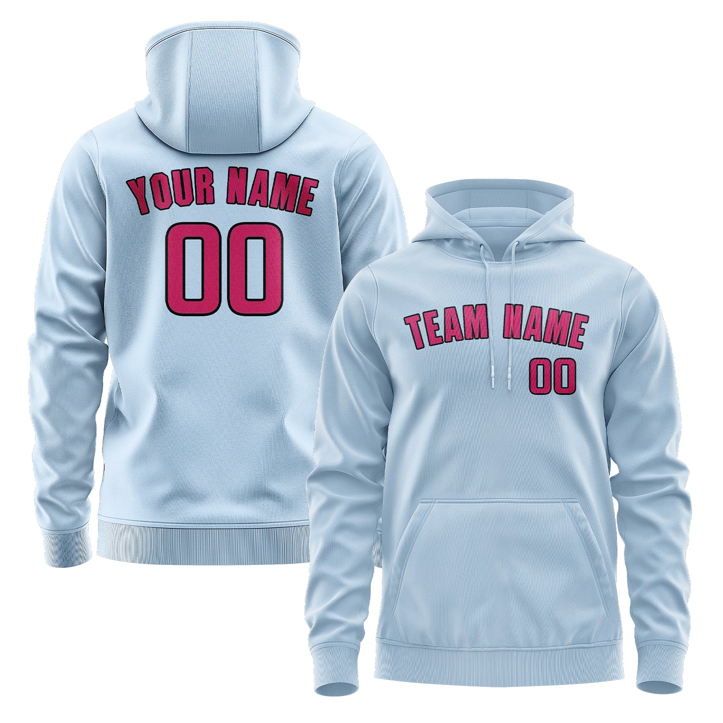 Maßgeschneidertes Hellblau Rosarot Hoodie